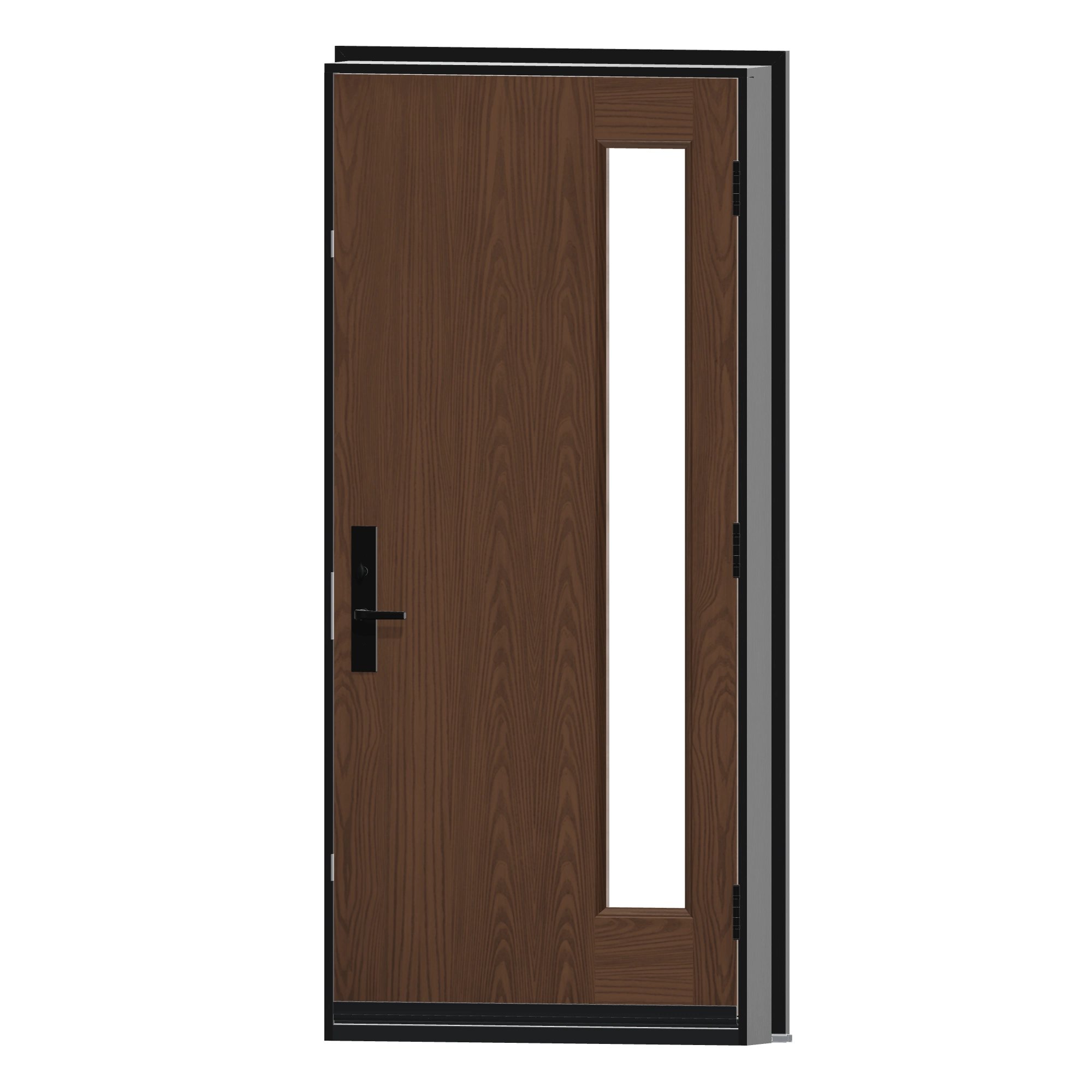 Angled interior view of 36 × 79 inch WGNL · Neulite open & beaded Fiberglass Entry Door