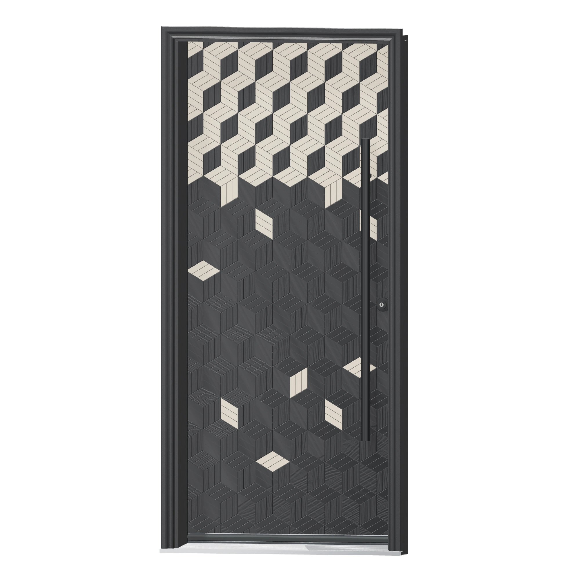 Angled exterior view of 36 × 79 inch Cube 2 Fiberglass Entry Door