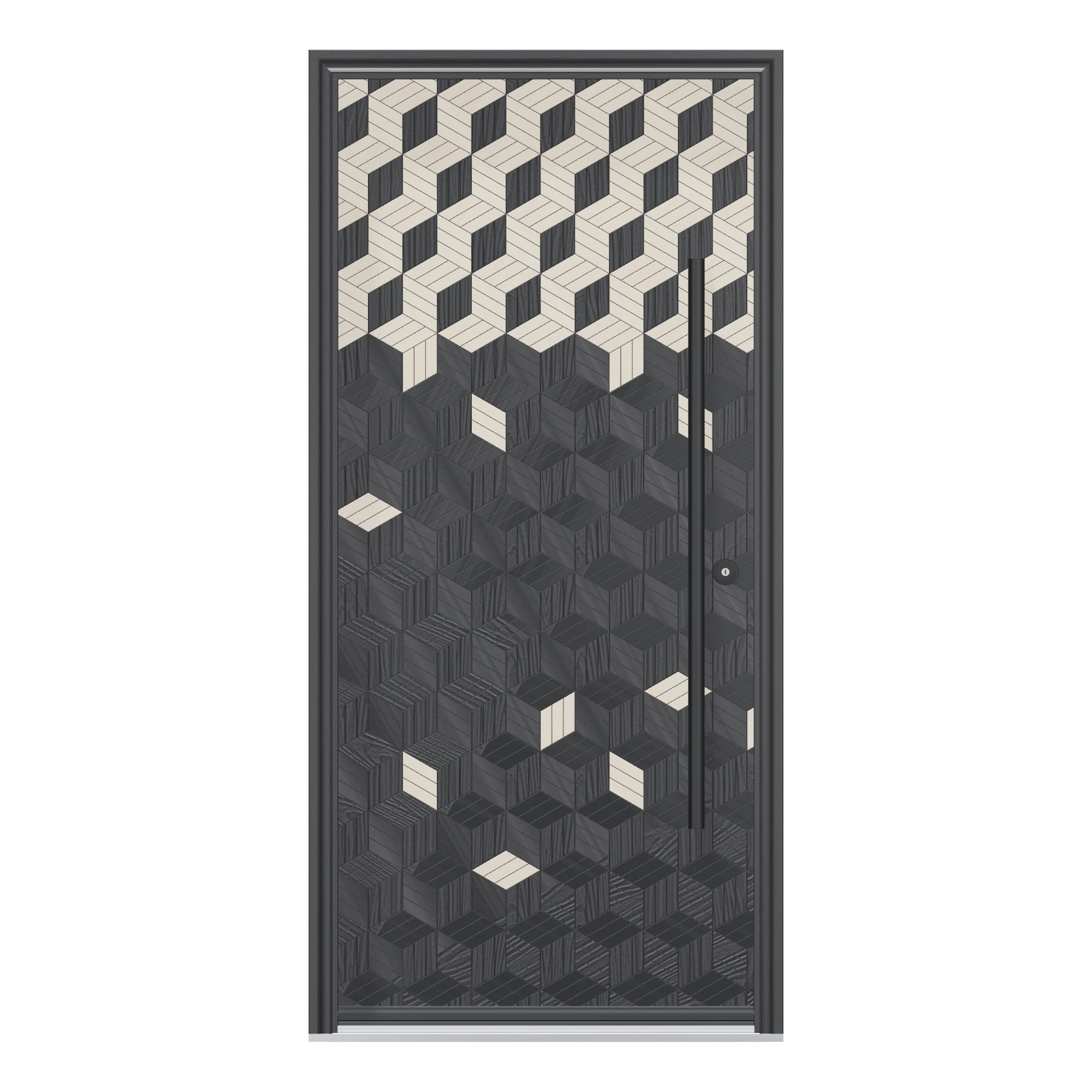Straight exterior view of 36 × 79 inch Cube 2 Fiberglass Entry Door