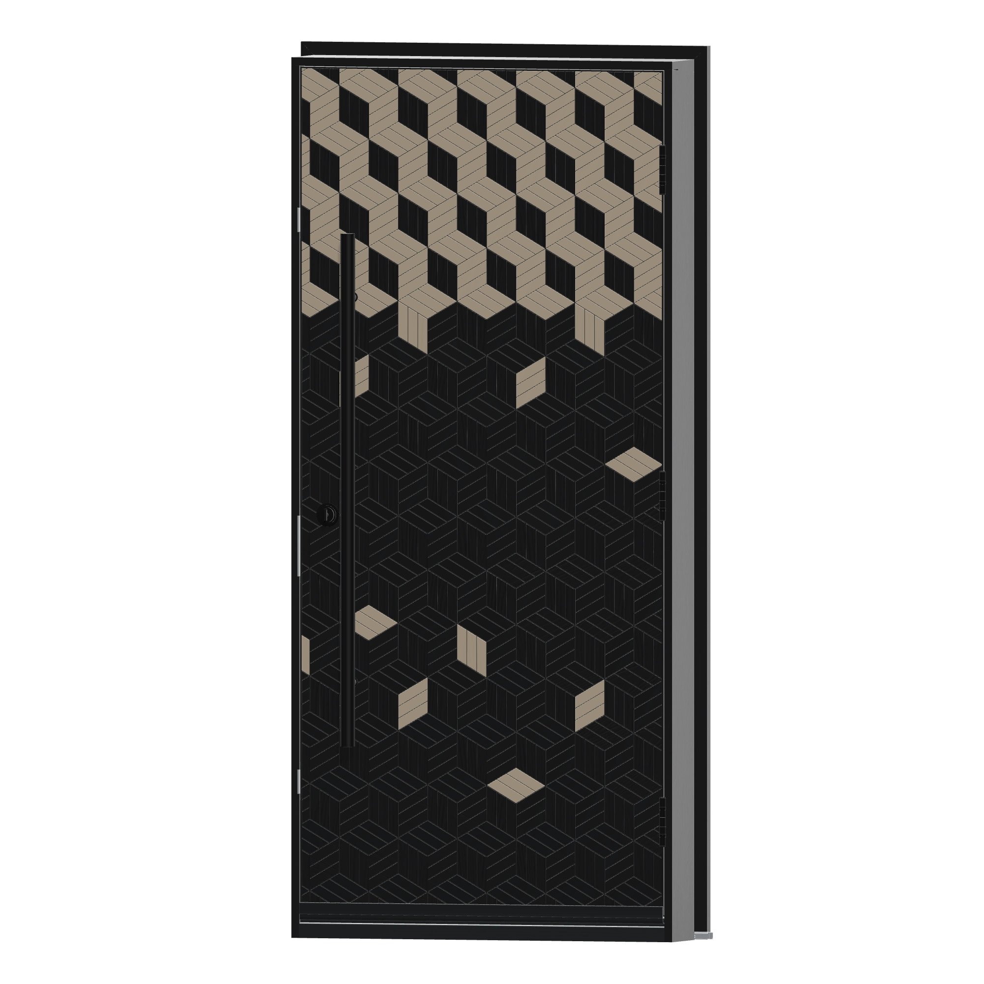 Angled interior view of 36 × 79 inch Cube 2 Fiberglass Entry Door