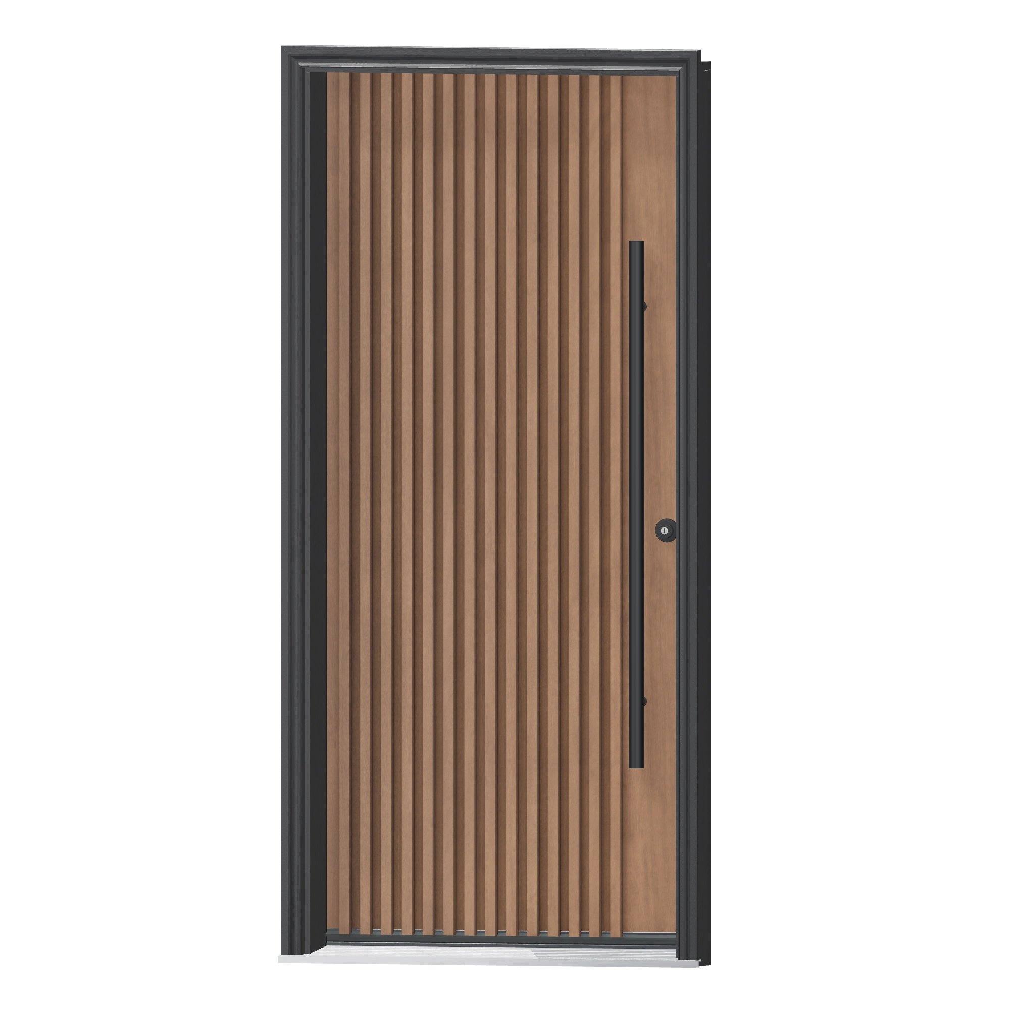Angled exterior view of 36 × 79 inch Fluted Fiberglass Entry Door