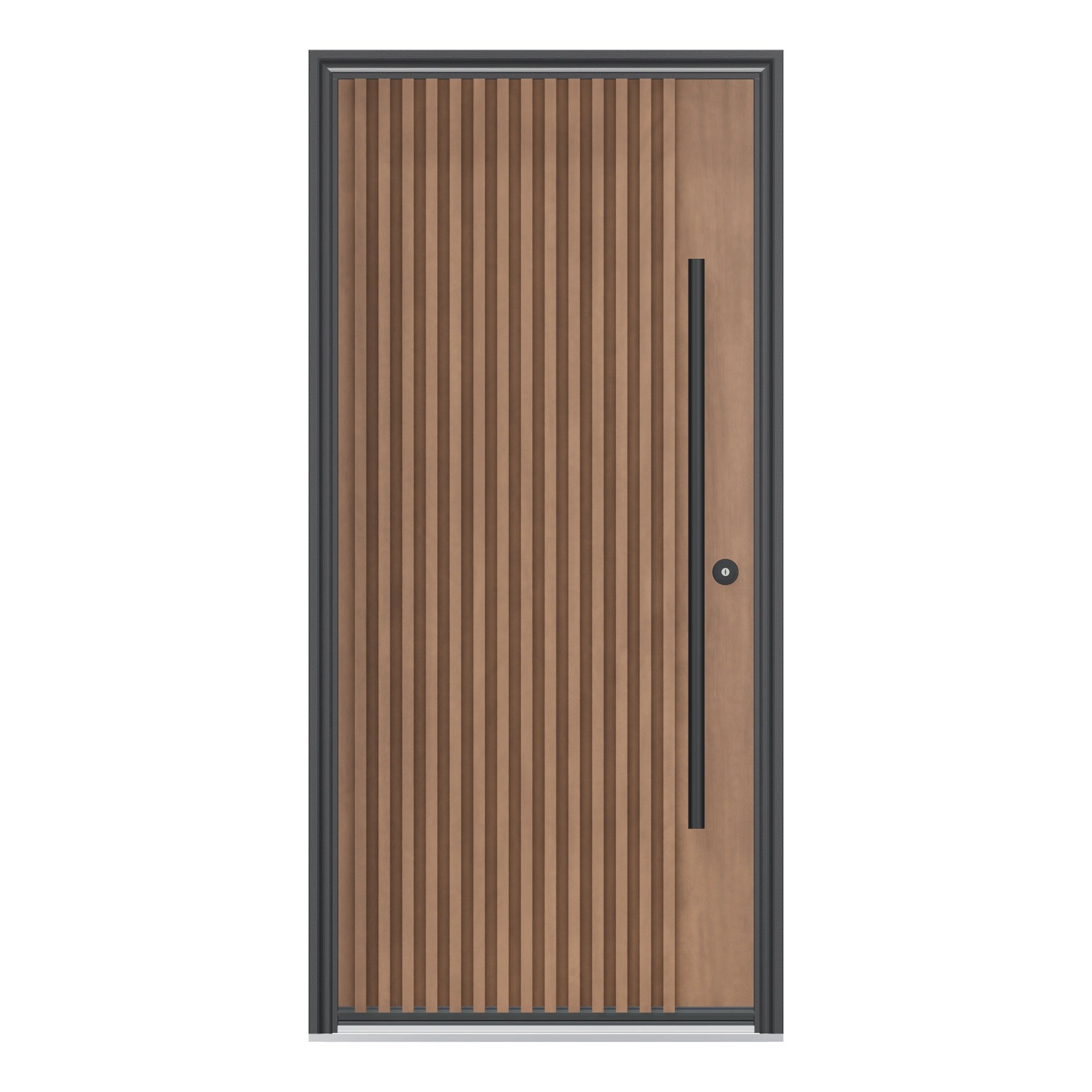 Straight exterior view of 36 × 79 inch Fluted Fiberglass Entry Door