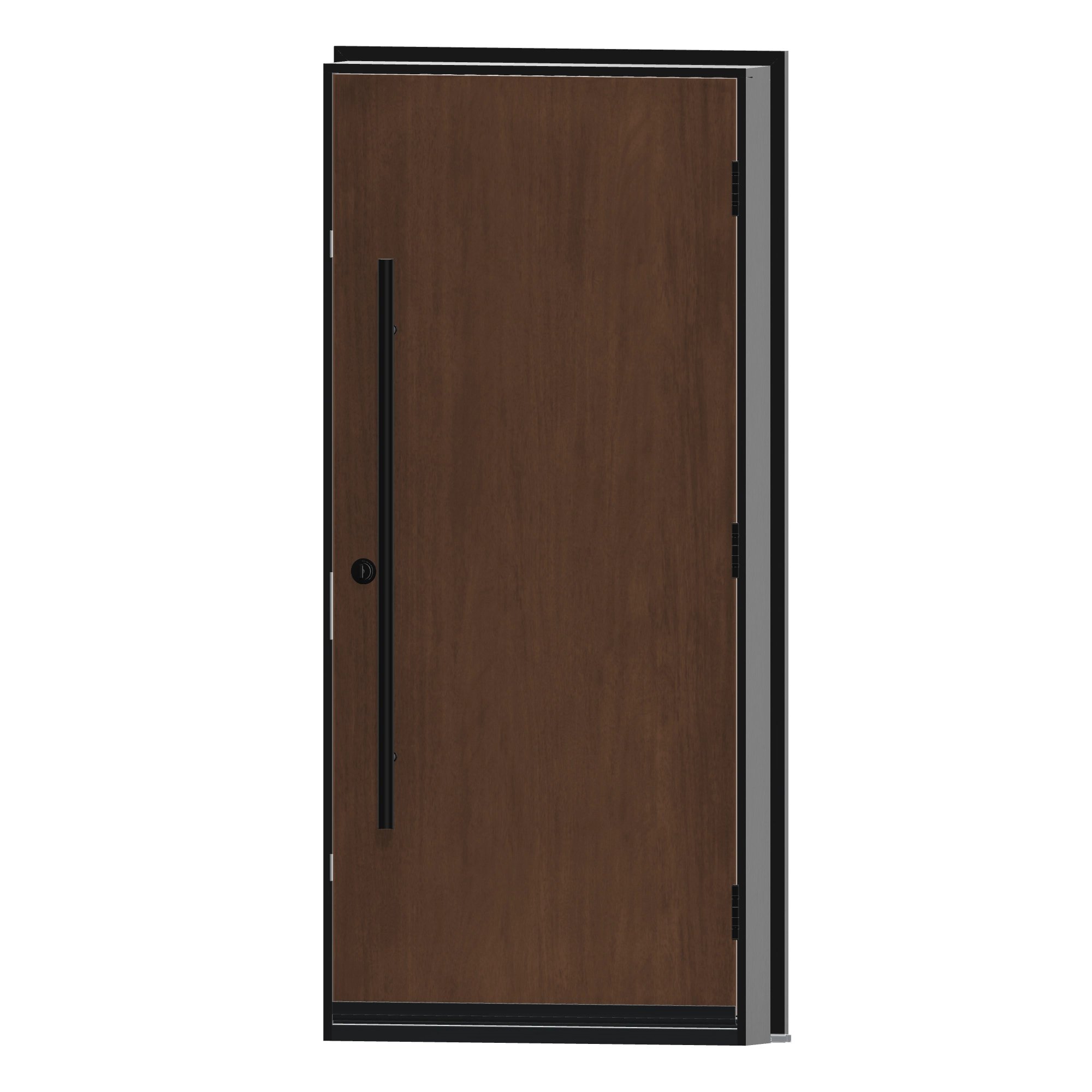 Angled interior view of 36 × 79 inch Fluted Fiberglass Entry Door