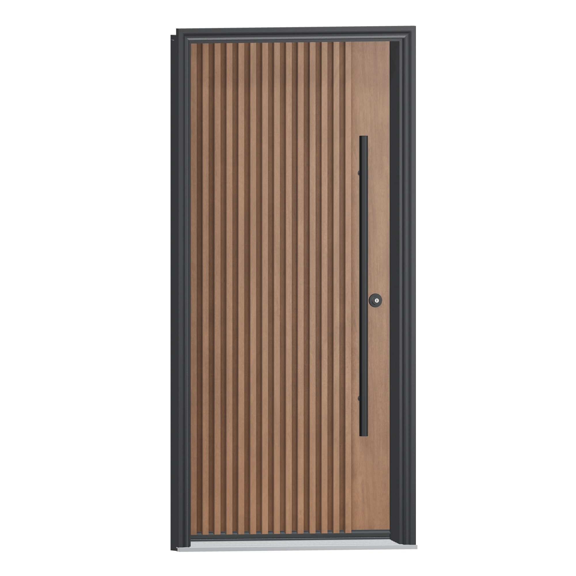 Opposite exterior angle of 36 × 79 inch Fluted Fiberglass Entry Door
