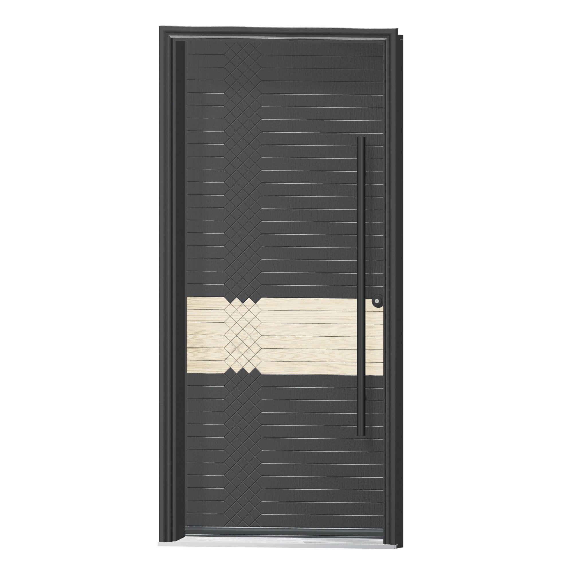 Angled exterior view of 36 × 79 inch Lux Fiberglass Entry Door