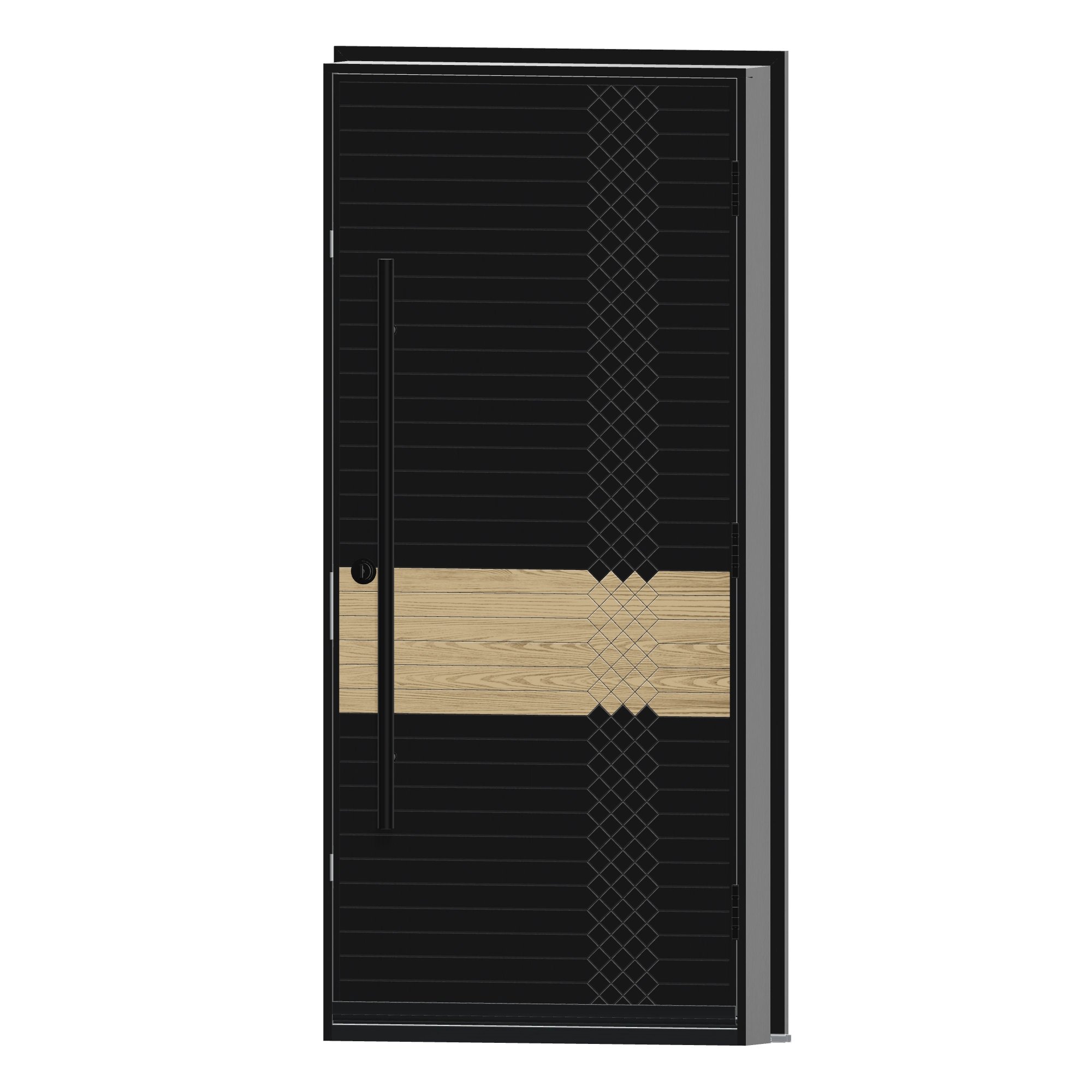 Angled interior view of 36 × 79 inch Lux Fiberglass Entry Door