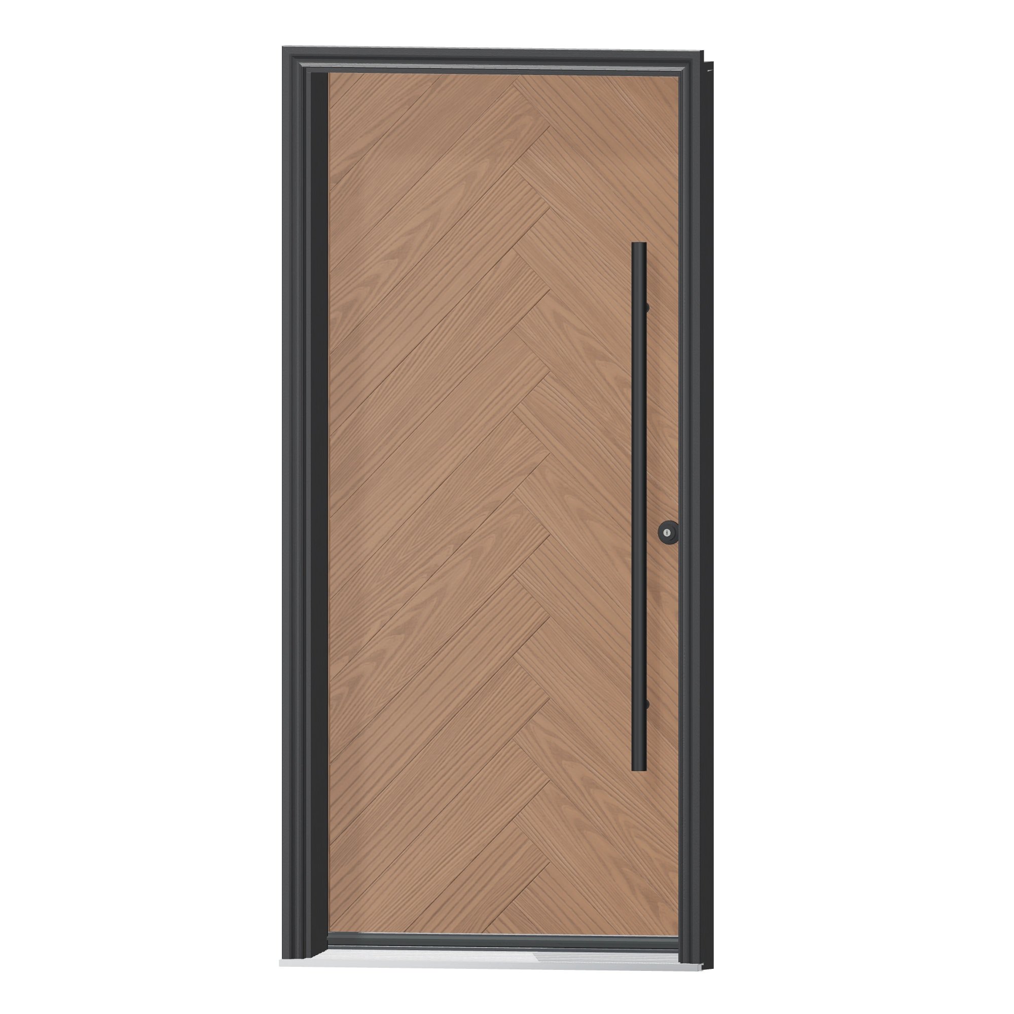 Angled exterior view of 36 × 79 inch Muskoka Fiberglass Entry Door