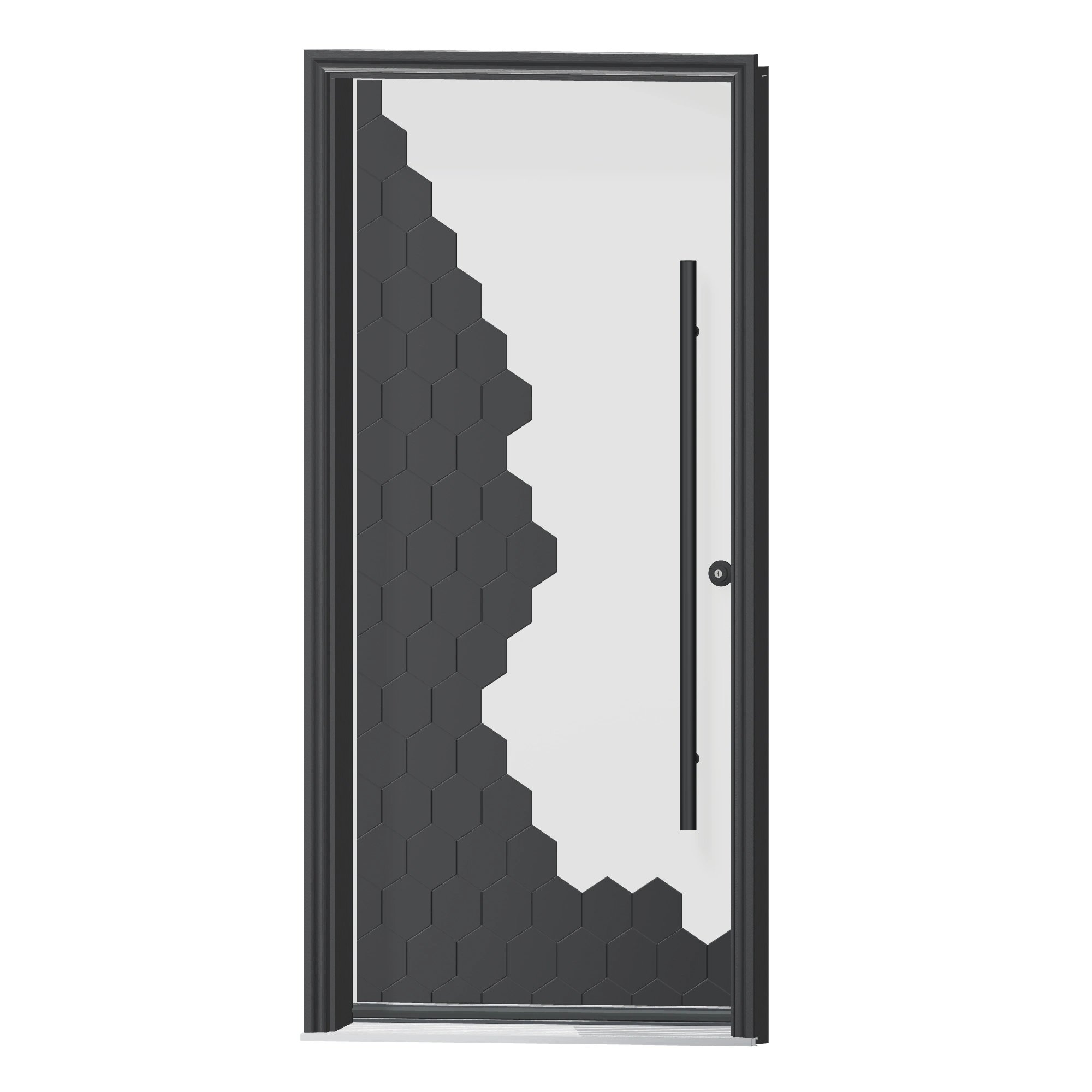 Angled exterior view of 36 × 79 inch Mystic Fiberglass Entry Door