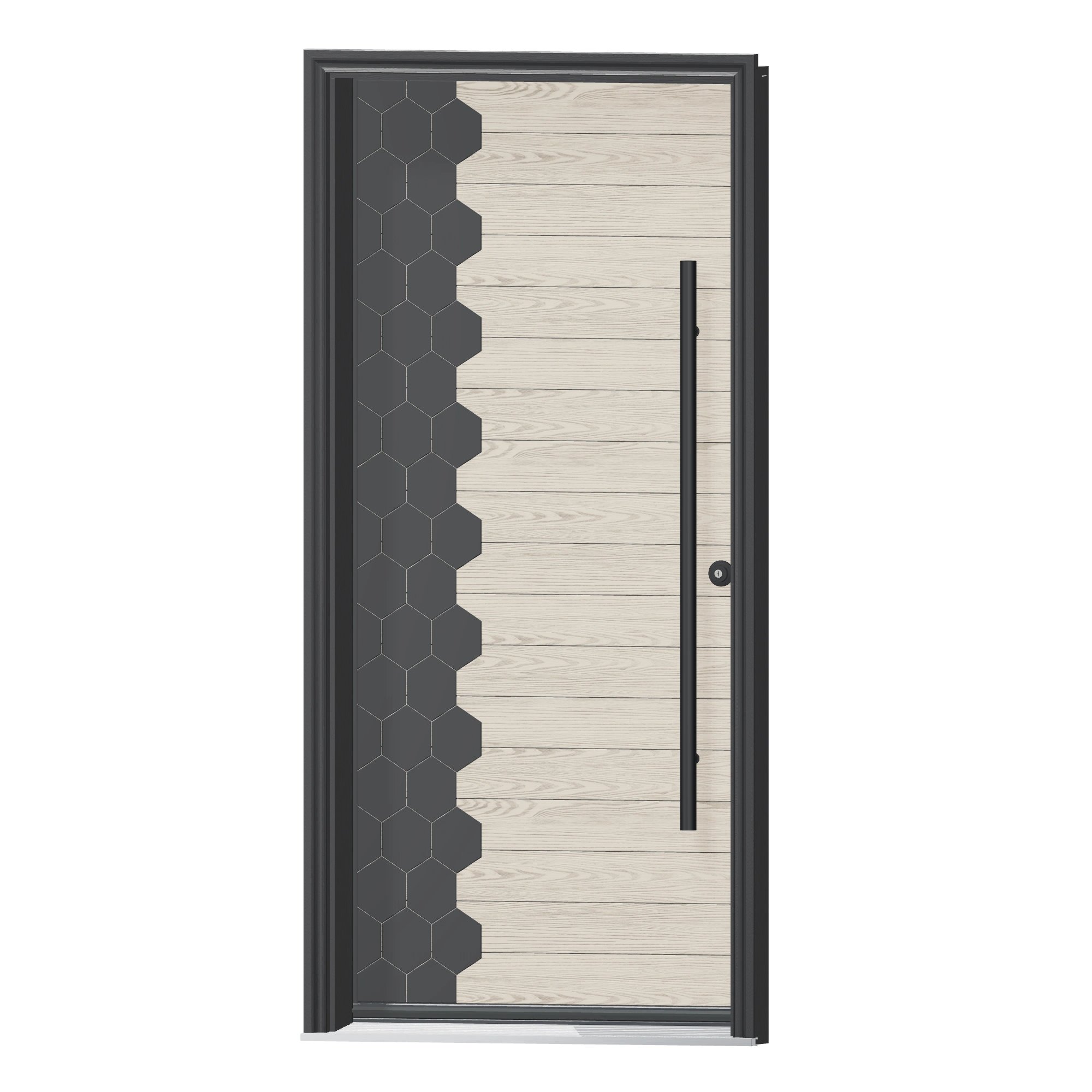 Angled exterior view of 36 × 79 inch Novas Fiberglass Entry Door