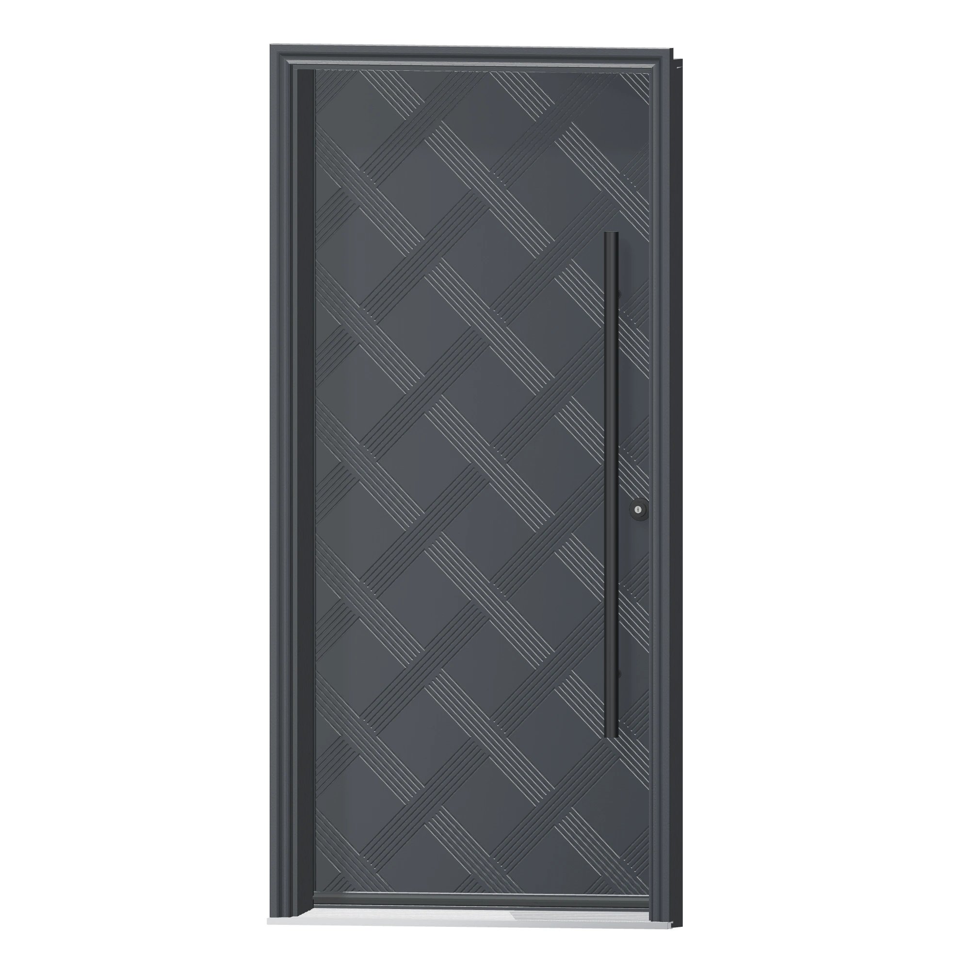 Angled exterior view of 36 × 79 inch Rail Fiberglass Entry Door