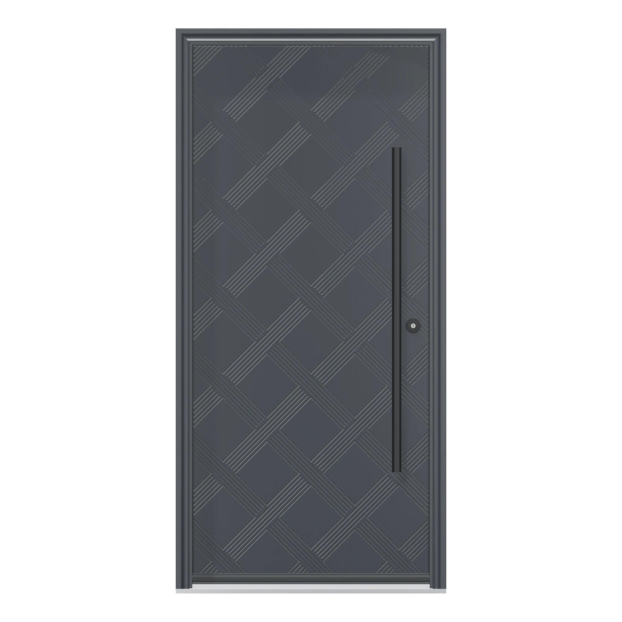 Straight exterior view of 36 × 79 inch Rail Fiberglass Entry Door