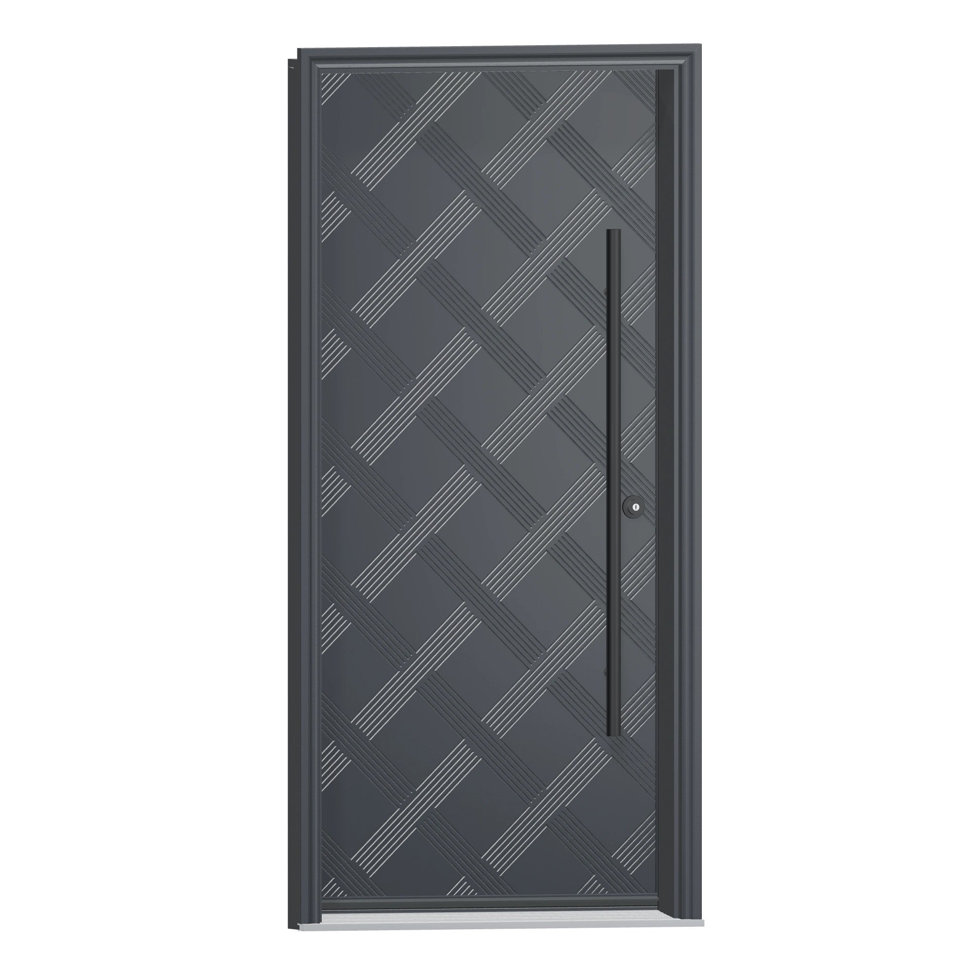 Opposite exterior angle of 36 × 79 inch Rail Fiberglass Entry Door