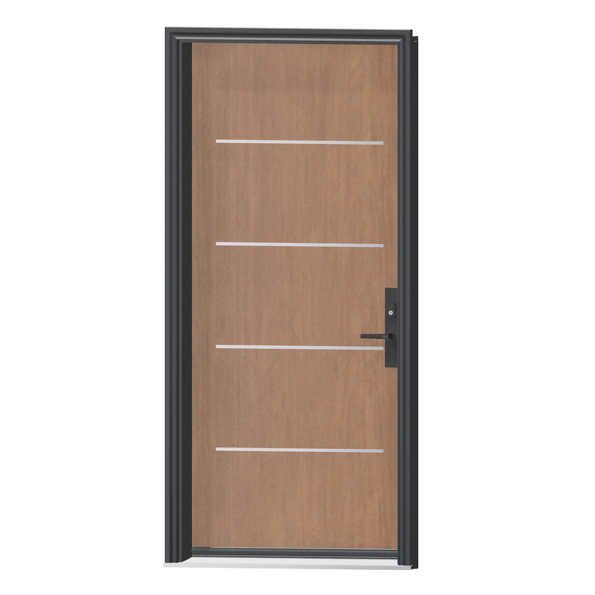 Angled exterior view of 36 × 79 inch SS Quad Fiberglass Entry Door
