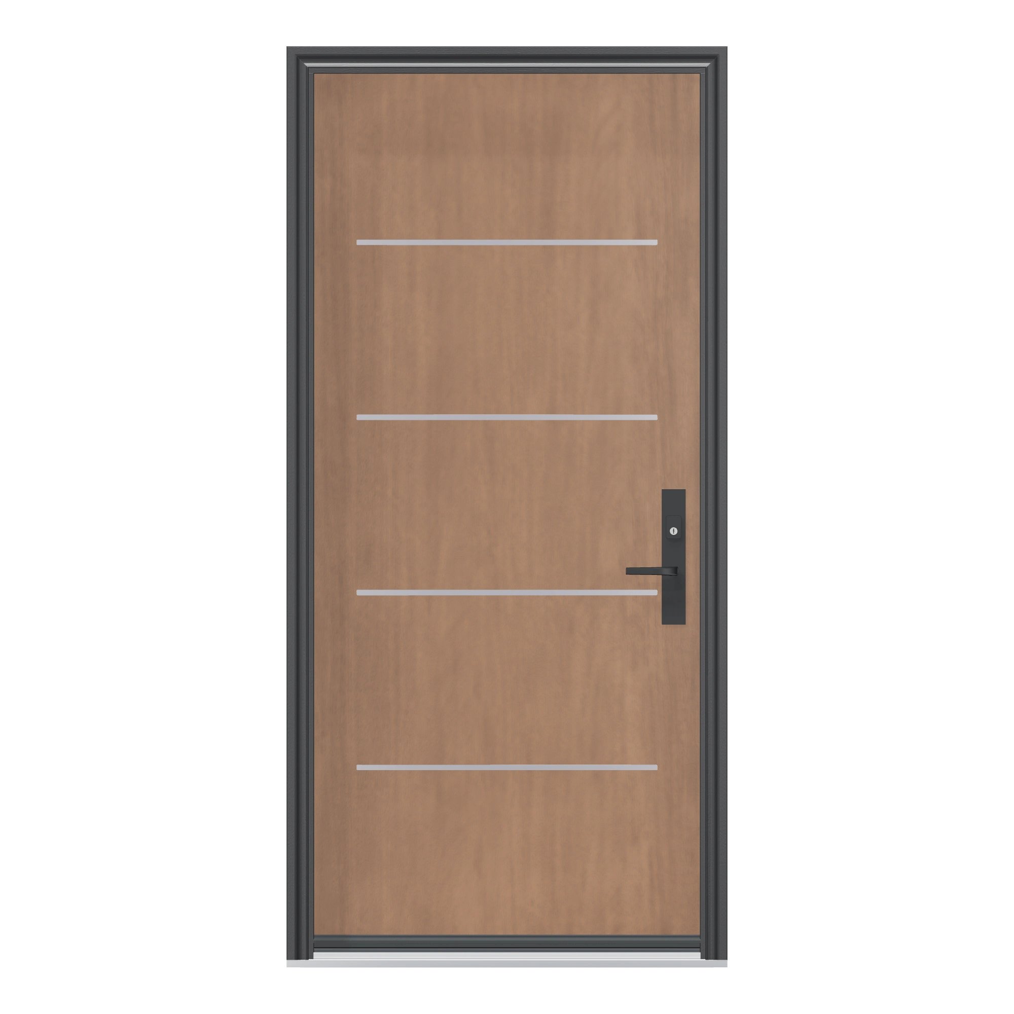 Straight exterior view of 36 × 79 inch SS Quad Fiberglass Entry Door
