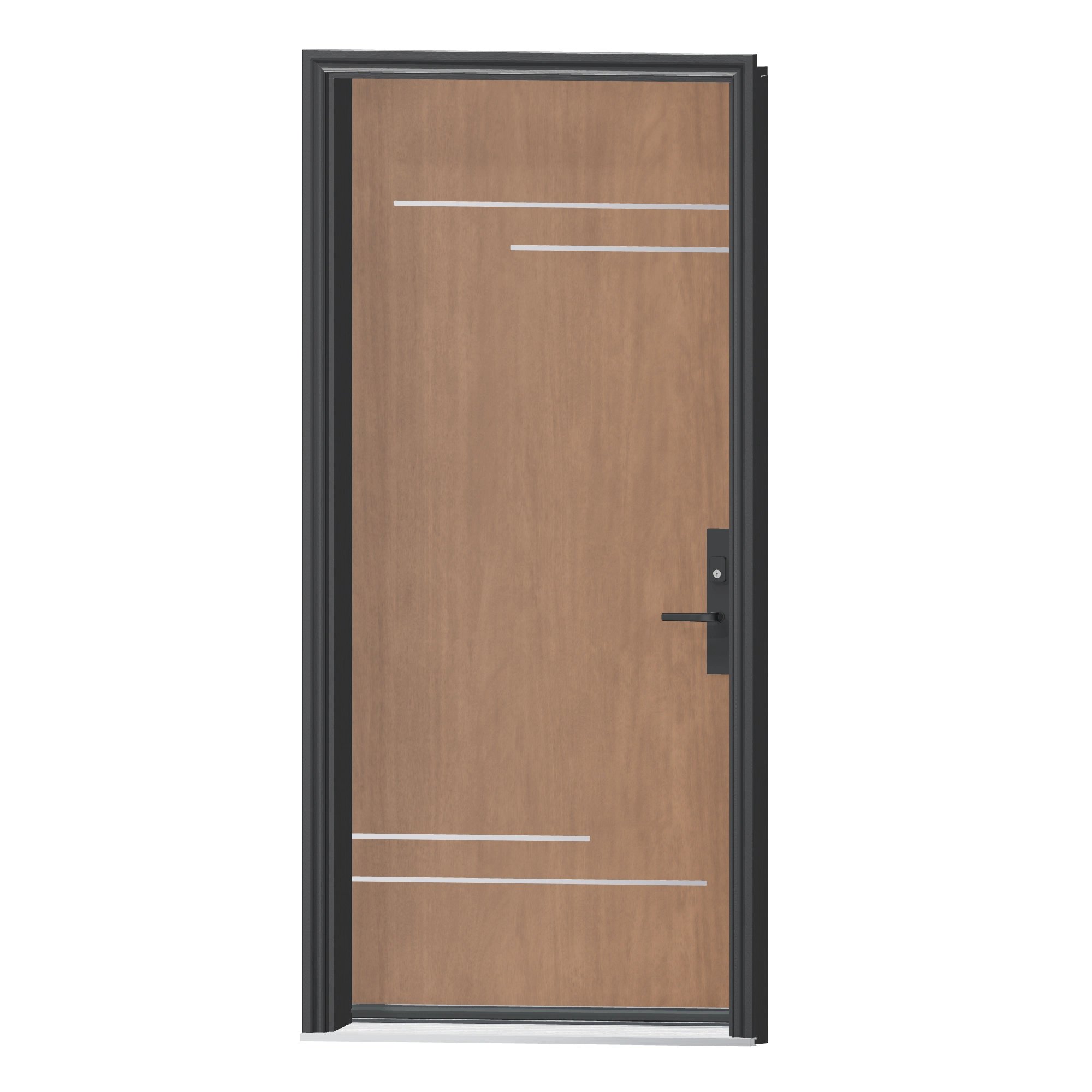 Angled exterior view of 36 × 79 inch SS Tension Fiberglass Entry Door