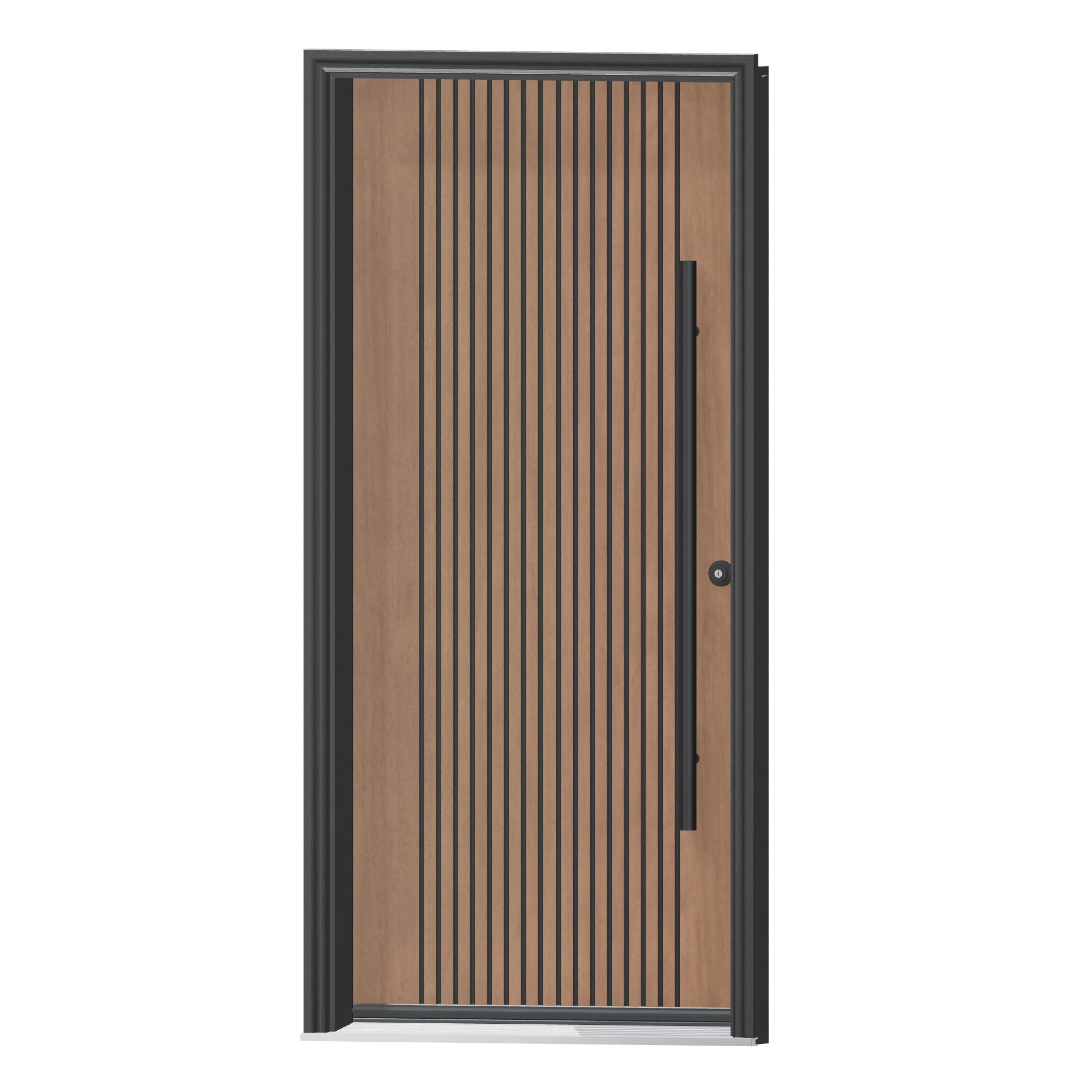 Angled exterior view of 36 × 79 inch Timber Fiberglass Entry Door