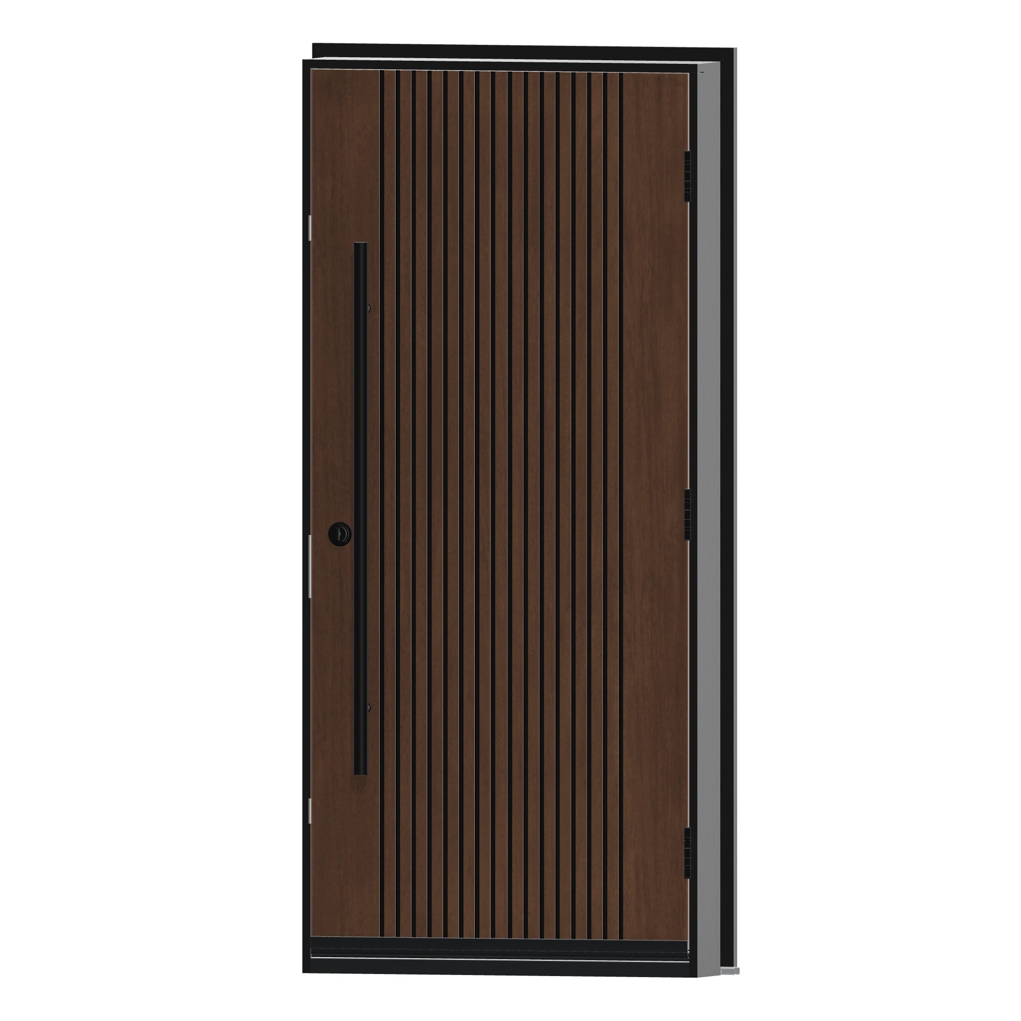 Angled interior view of 36 × 79 inch Timber Fiberglass Entry Door