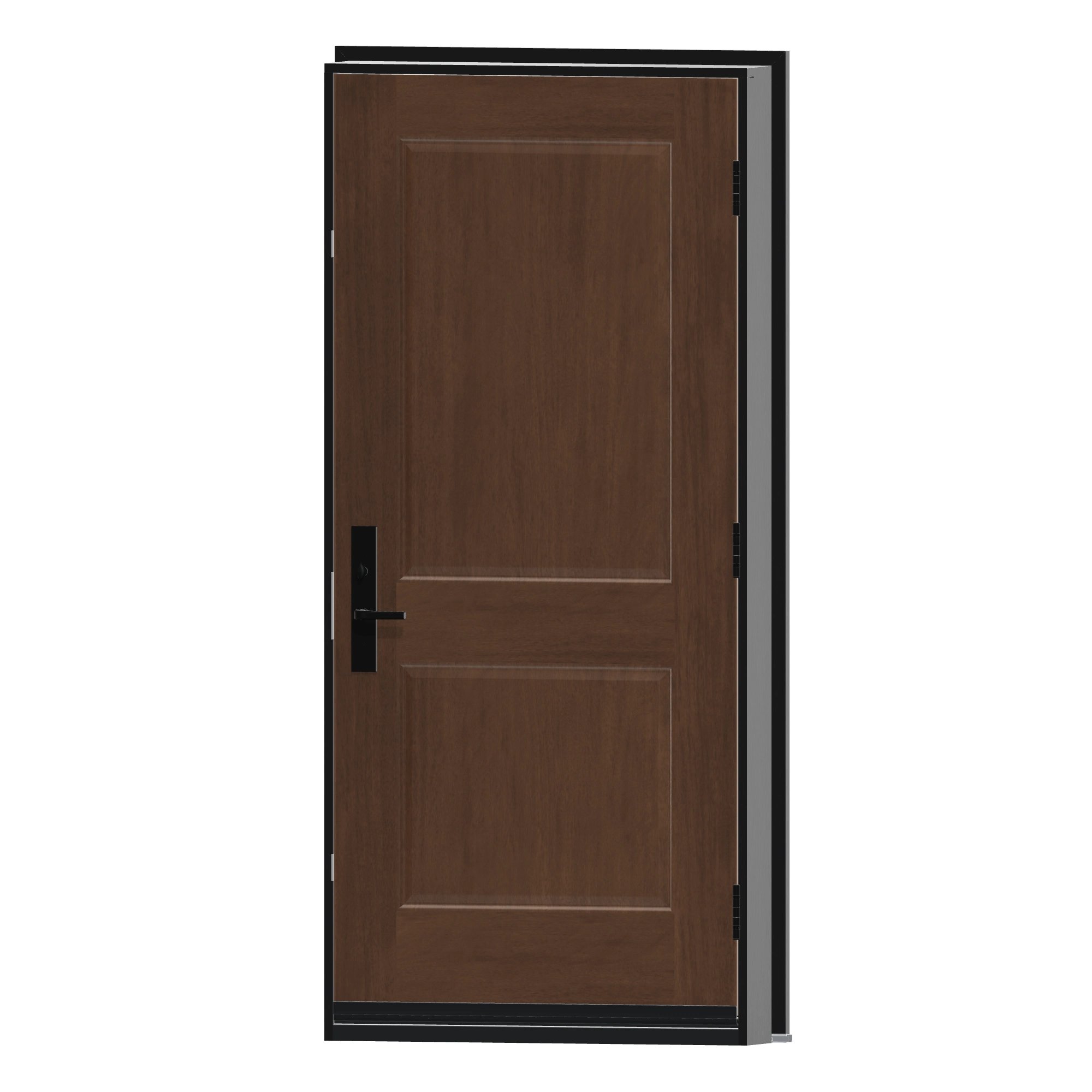 Angled interior view of 36 × 79 inch Two panel half Fiberglass Entry Door