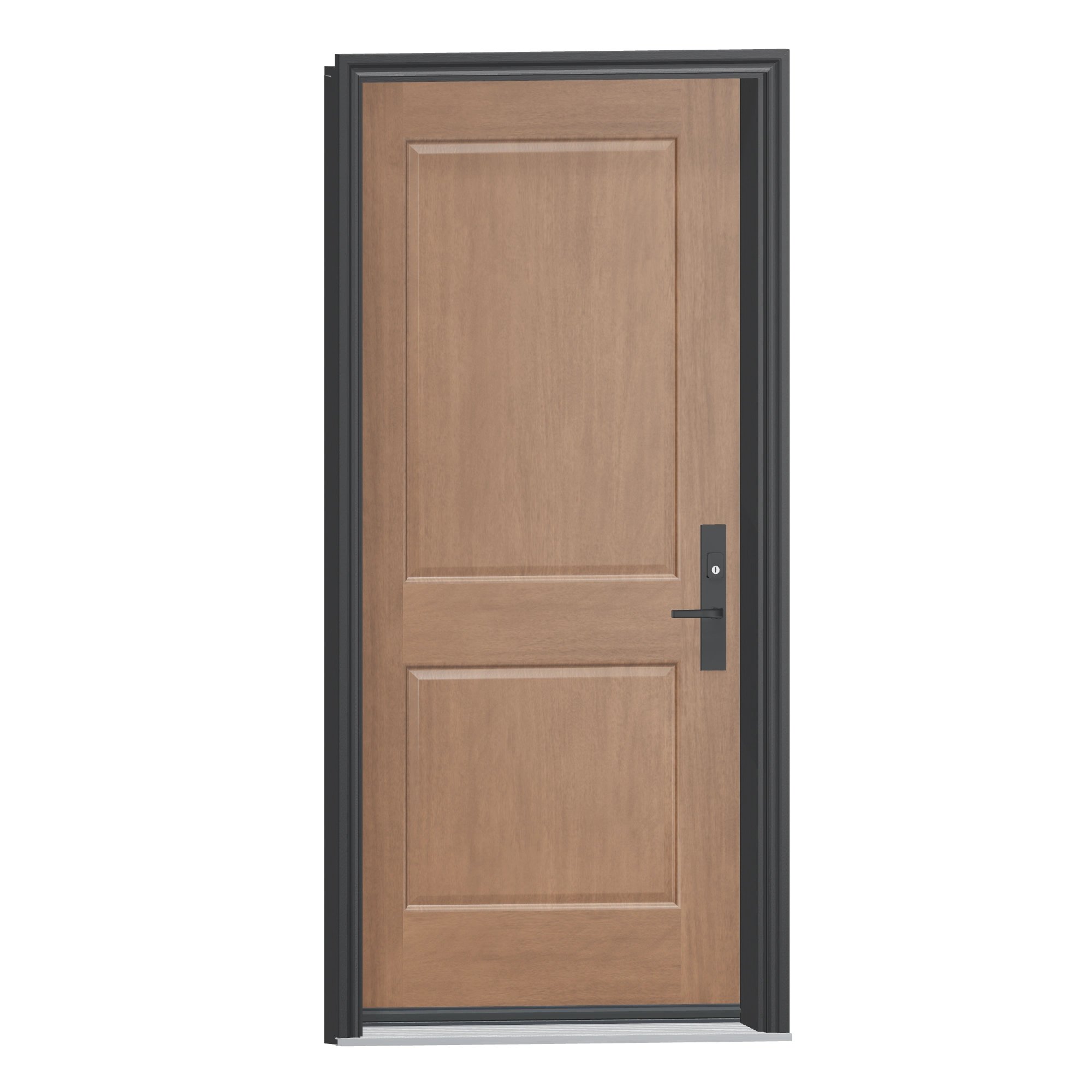 Opposite exterior angle of 36 × 79 inch Two panel half Fiberglass Entry Door
