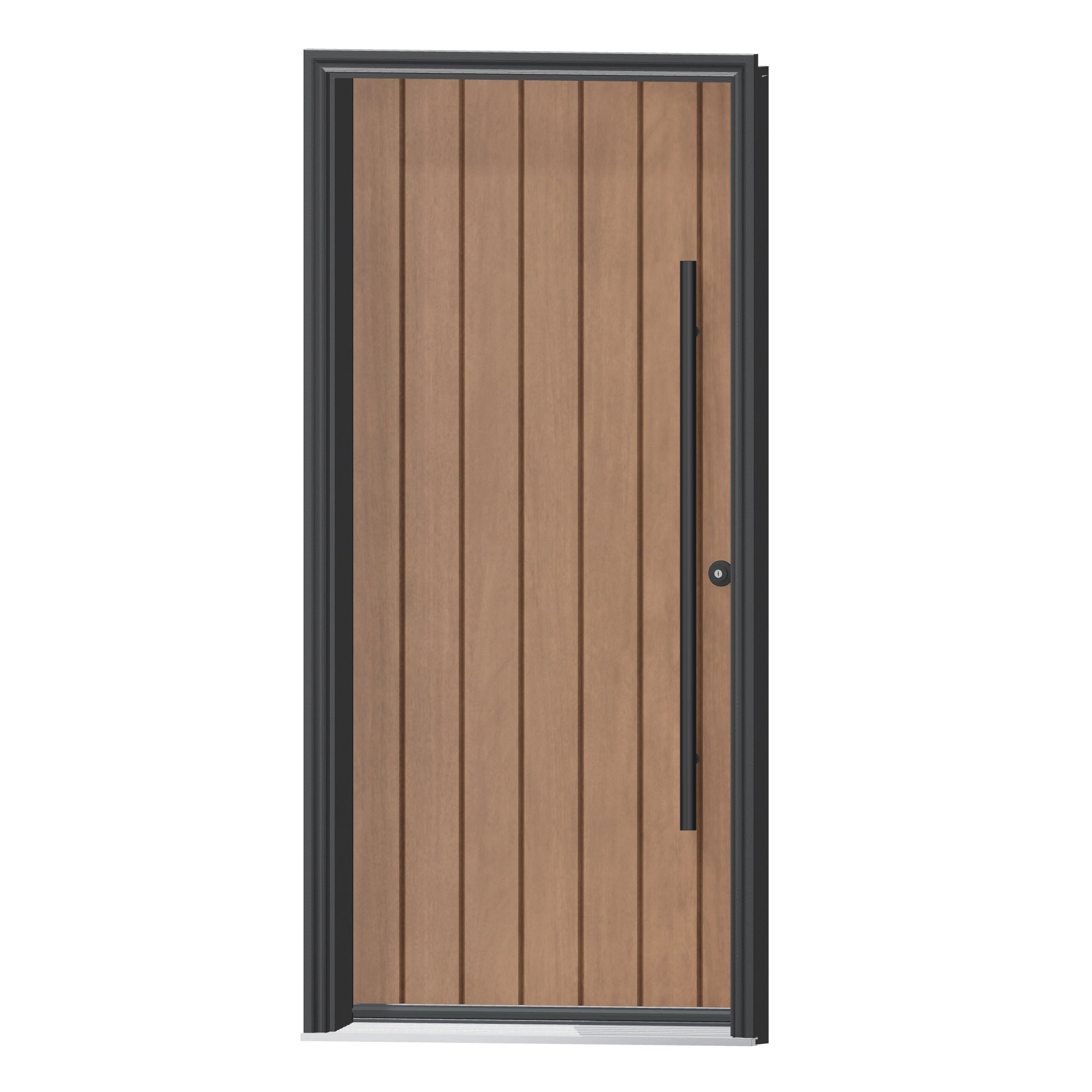 Angled exterior view of 36 × 79 inch DRATP · True plank Fiberglass Entry Door