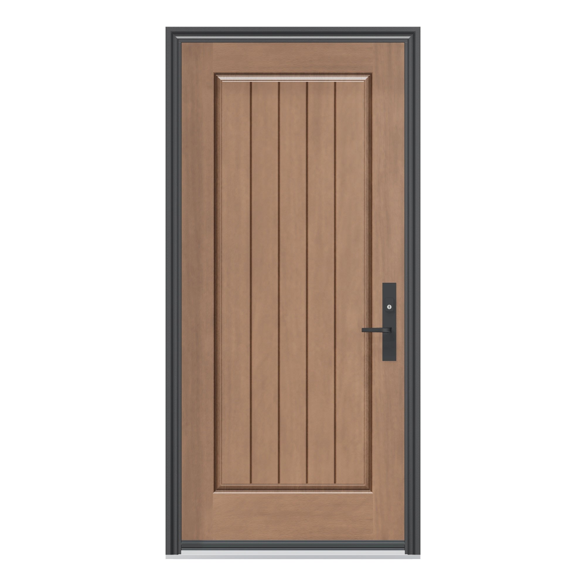Straight exterior view of 36 × 79 inch MAH1P · One panel plank Fiberglass Entry Door