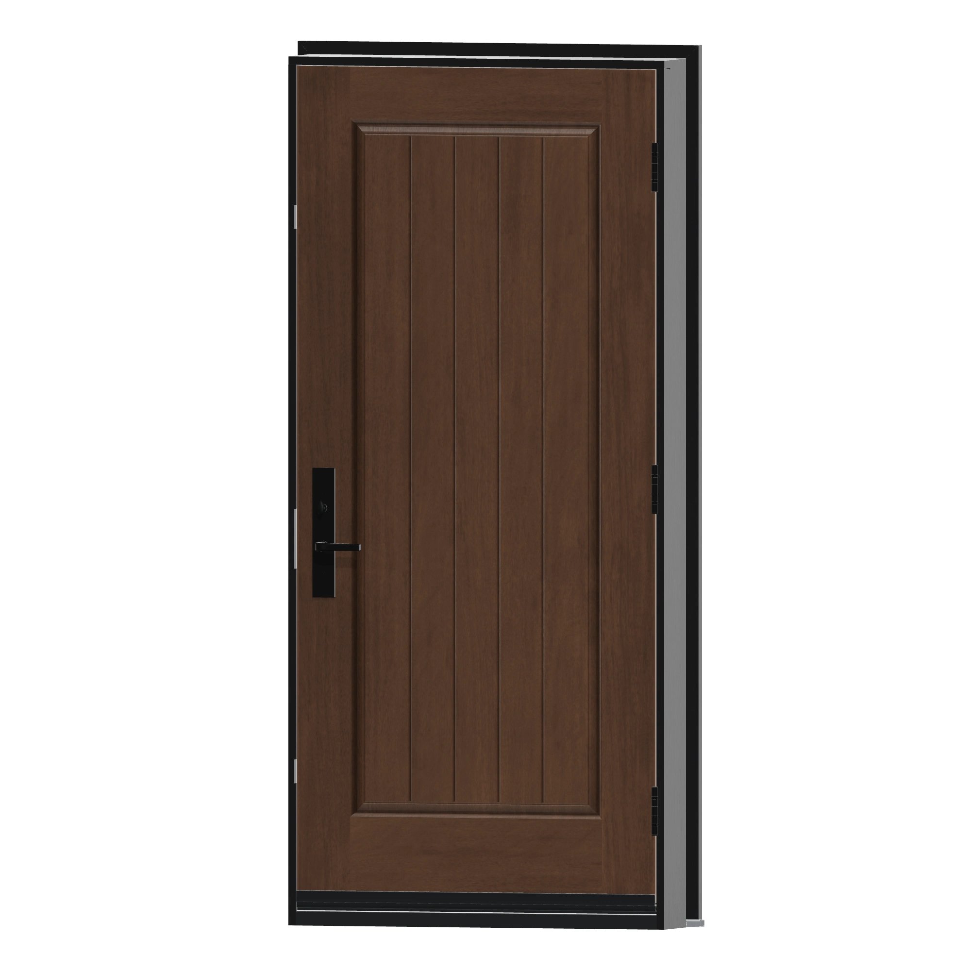 Angled interior view of 36 × 79 inch MAH1P · One panel plank Fiberglass Entry Door