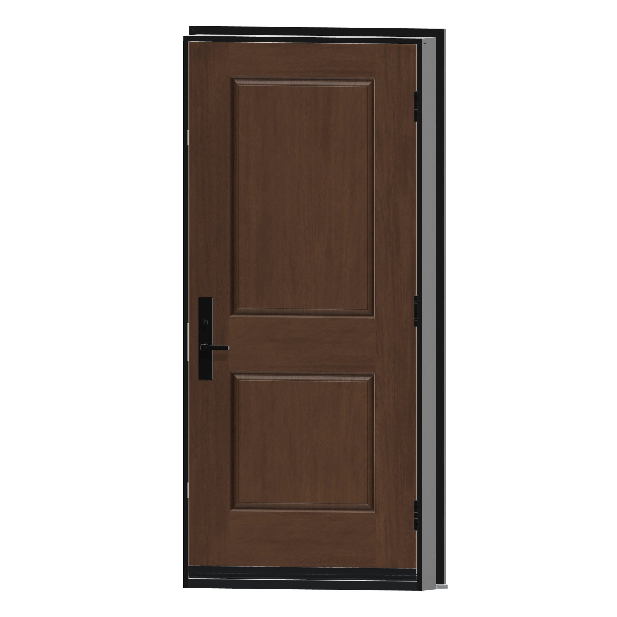 Angled interior view of 36 × 79 inch MAH22 · Half two panel Fiberglass Entry Door