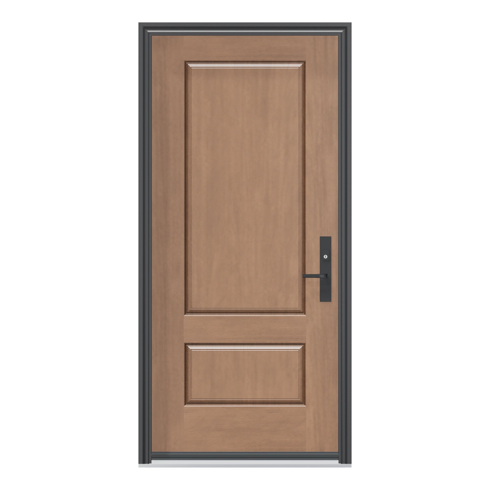 Straight exterior view of 36 × 79 inch MAH24 · Three-quarter two panel Fiberglass Entry Door