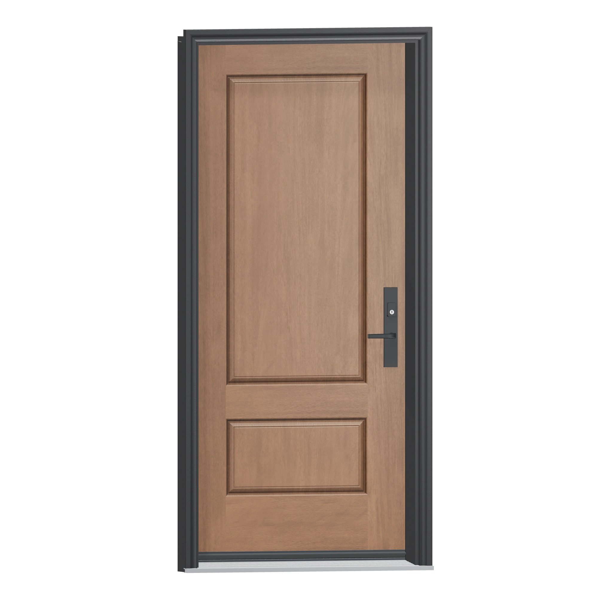 Opposite exterior angle of 36 × 79 inch MAH24 · Three-quarter two panel Fiberglass Entry Door