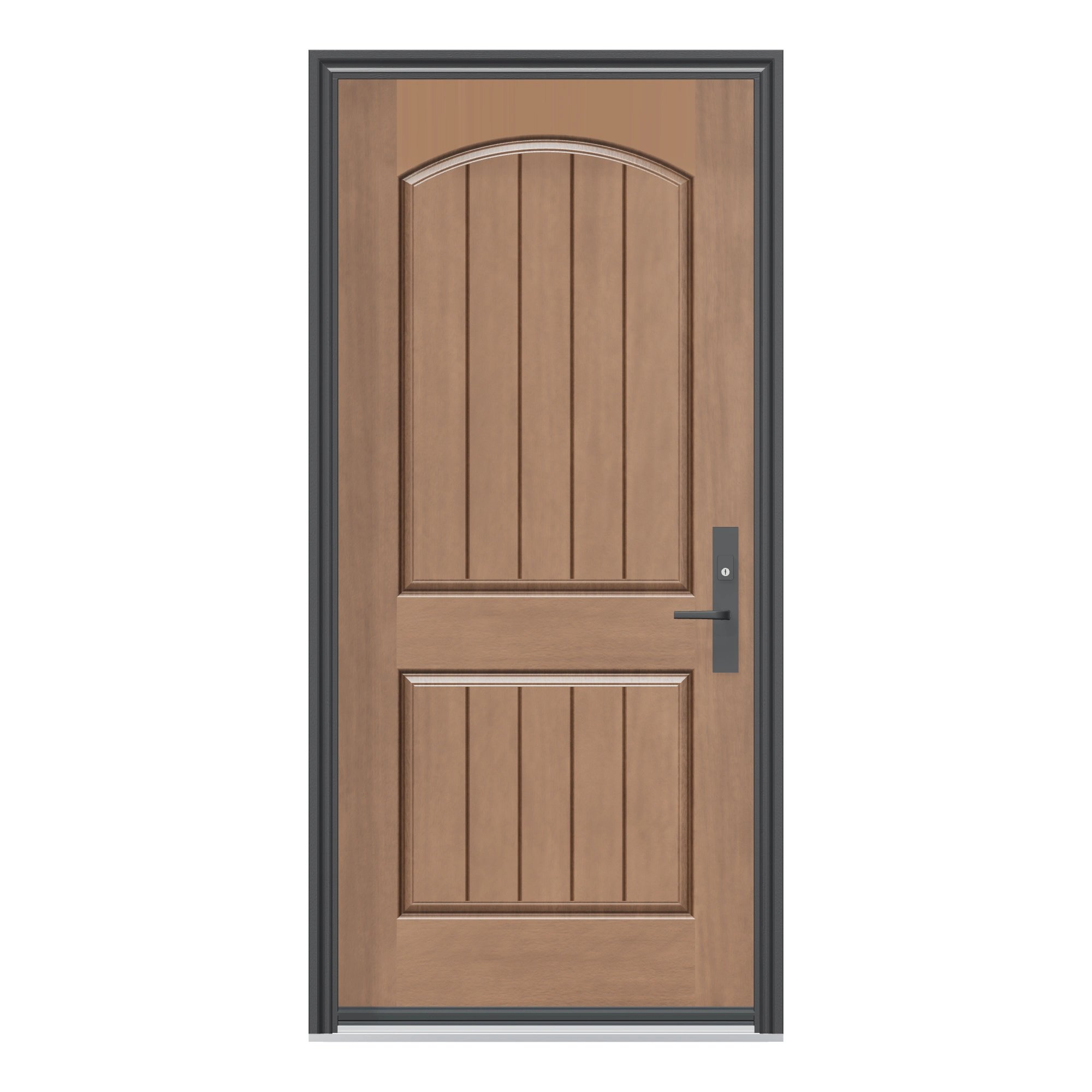 Straight exterior view of 36 × 79 inch MAH2A · Two panel arch plank Fiberglass Entry Door