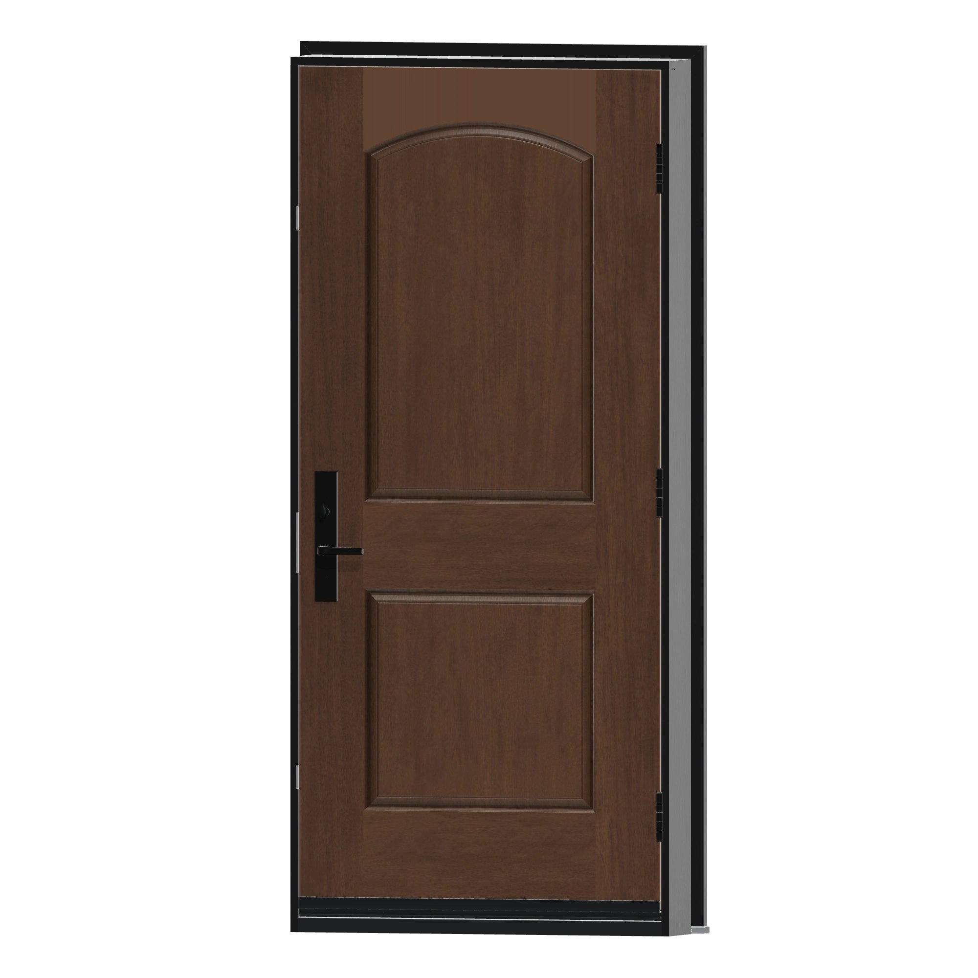 Angled interior view of 36 × 79 inch MAH2D · Two panel arch Fiberglass Entry Door