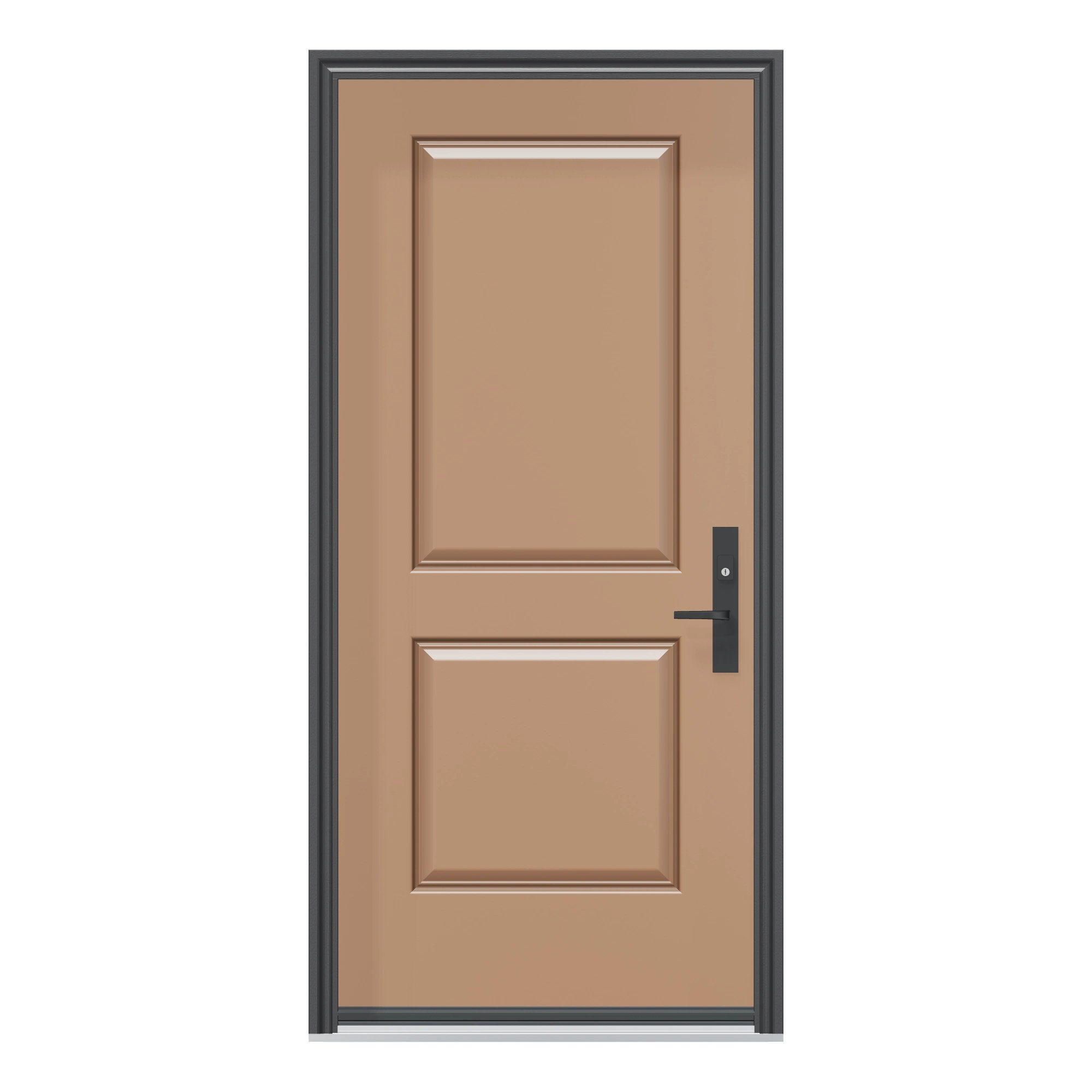 Straight exterior view of 36 × 79 inch SMO22 · Half two panel Fiberglass Entry Door