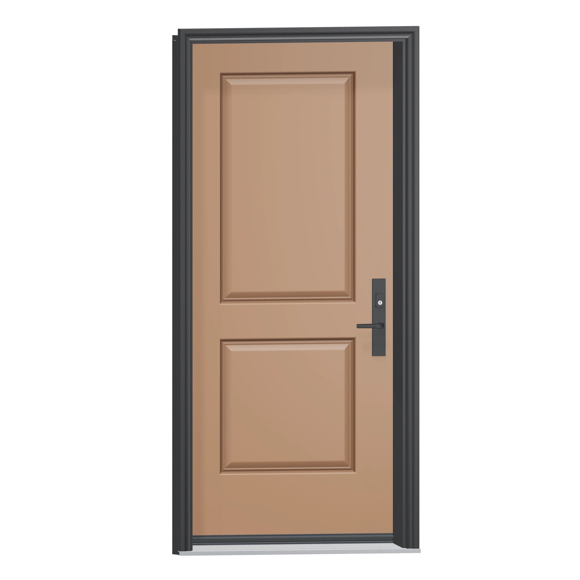 Opposite exterior angle of 36 × 79 inch SMO22 · Half two panel Fiberglass Entry Door