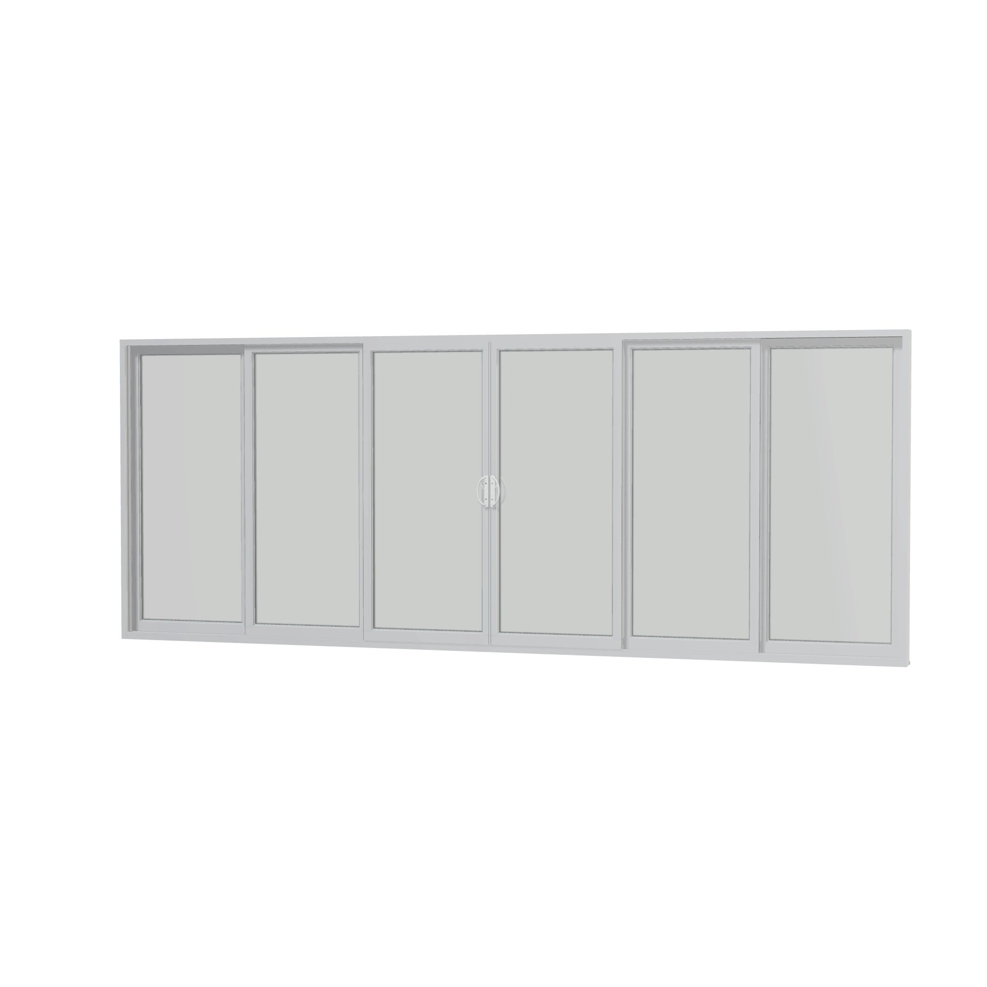 Angled interior view of Rimini 206.19 × 79.25 inch 6-Panel OXXXXO Vinyl Sliding Patio Door — White / White