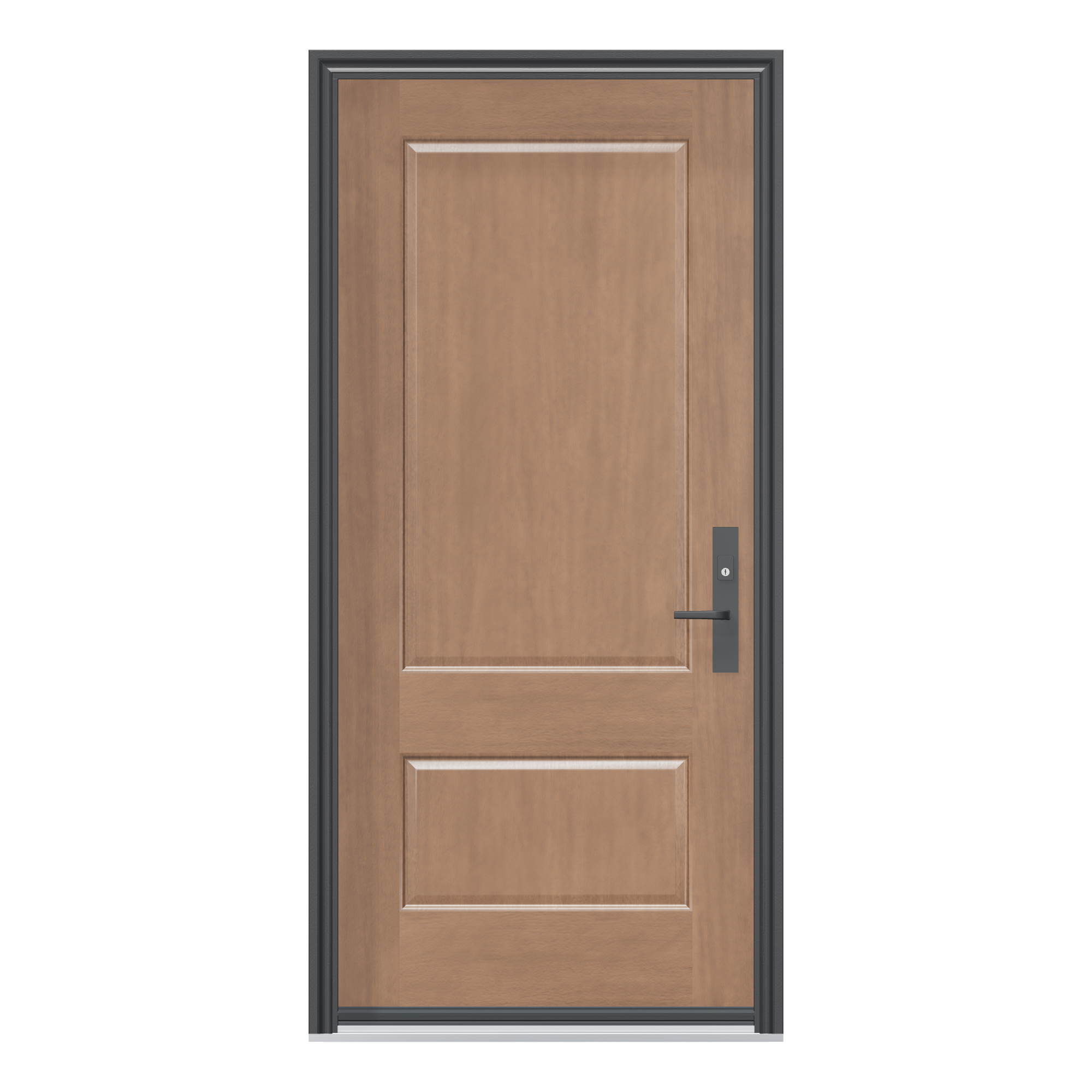 Straight exterior view of 36 × 79 inch Two panel Fiberglass Entry Door