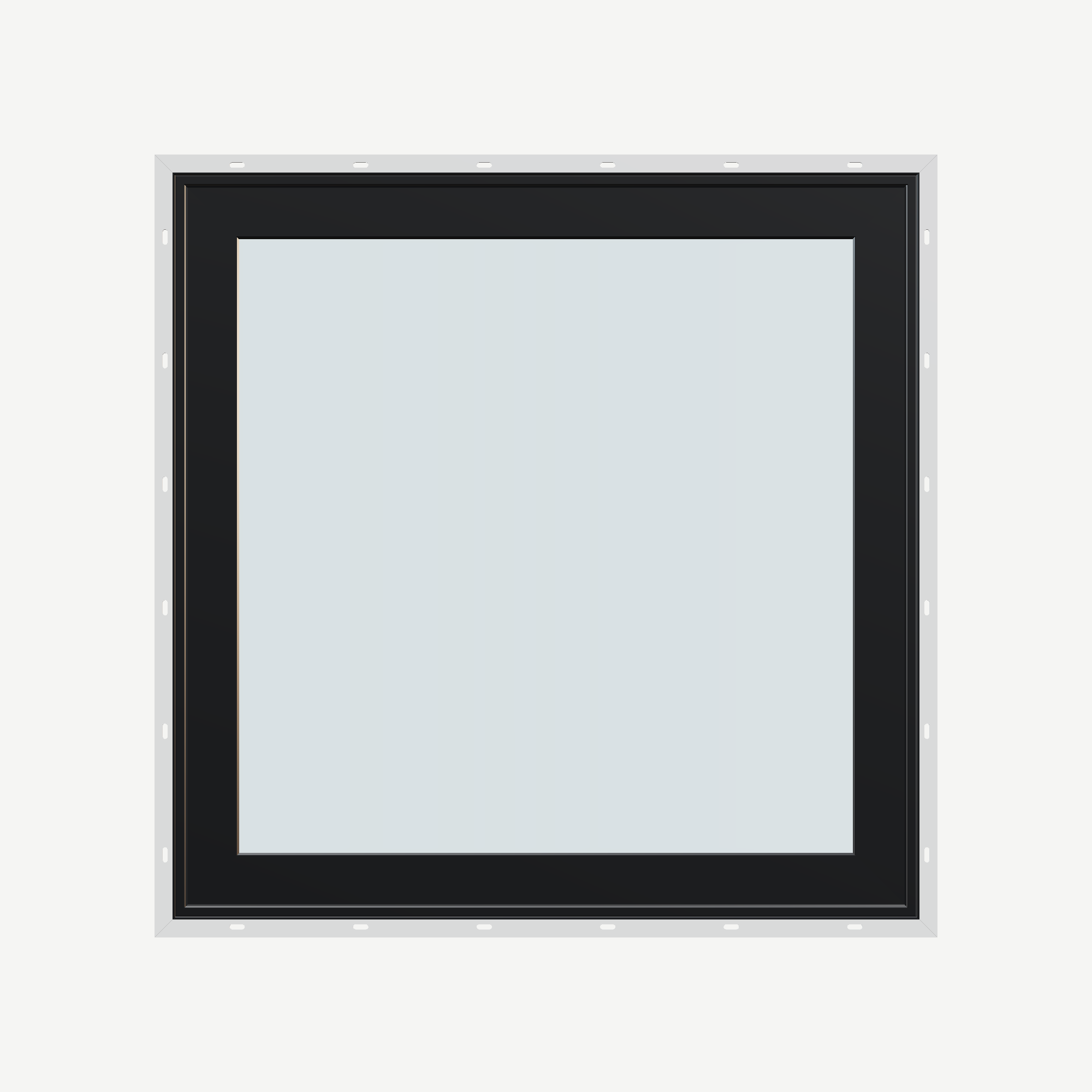 Straight exterior view of the 36 × 36 inch awning, black exterior / black interior, with nailing flange