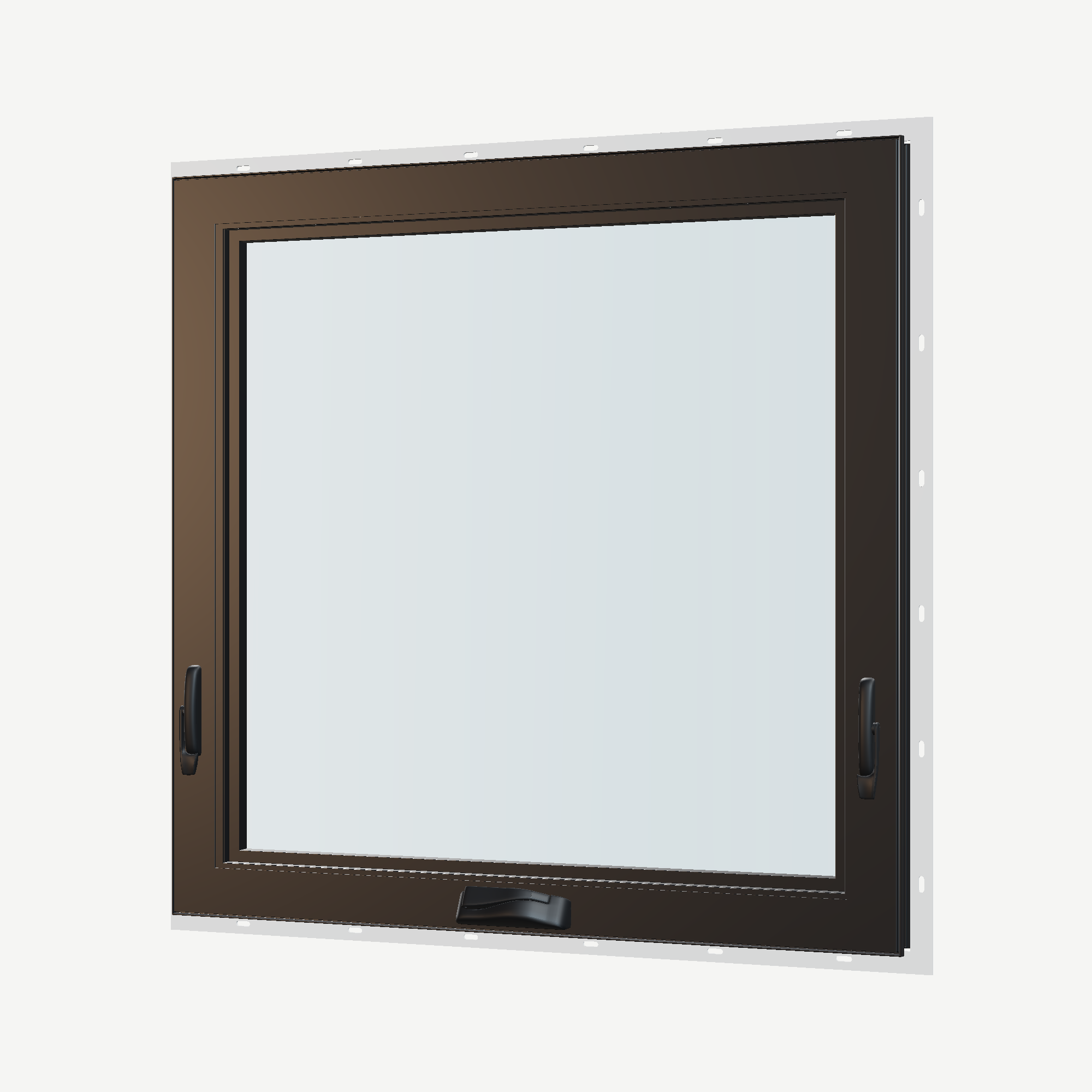 Angled interior view of the 36 × 36 inch awning, black exterior / black interior, with nailing flange