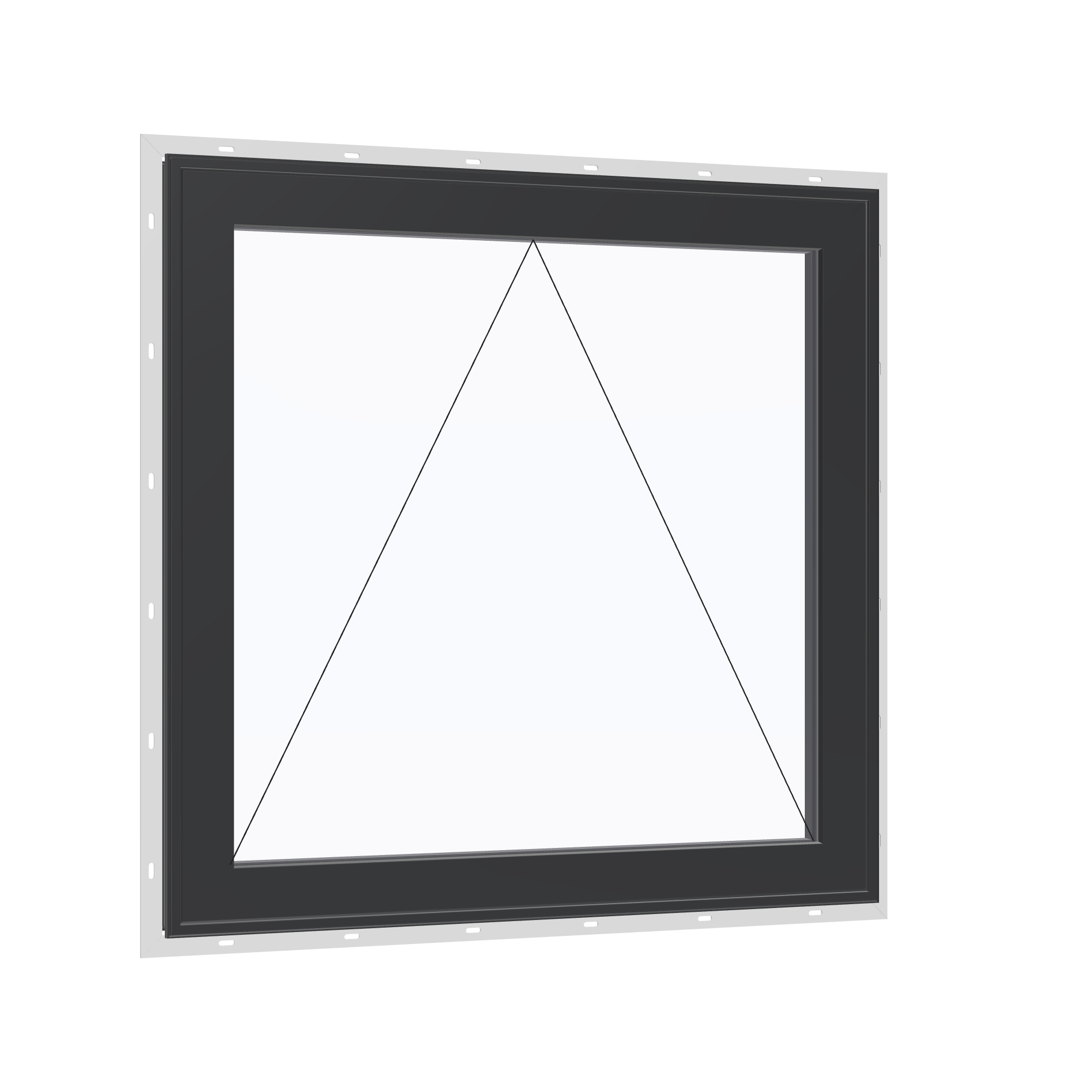 Opposite exterior angle of the 36 × 36 inch awning, black exterior / black interior, with nailing flange