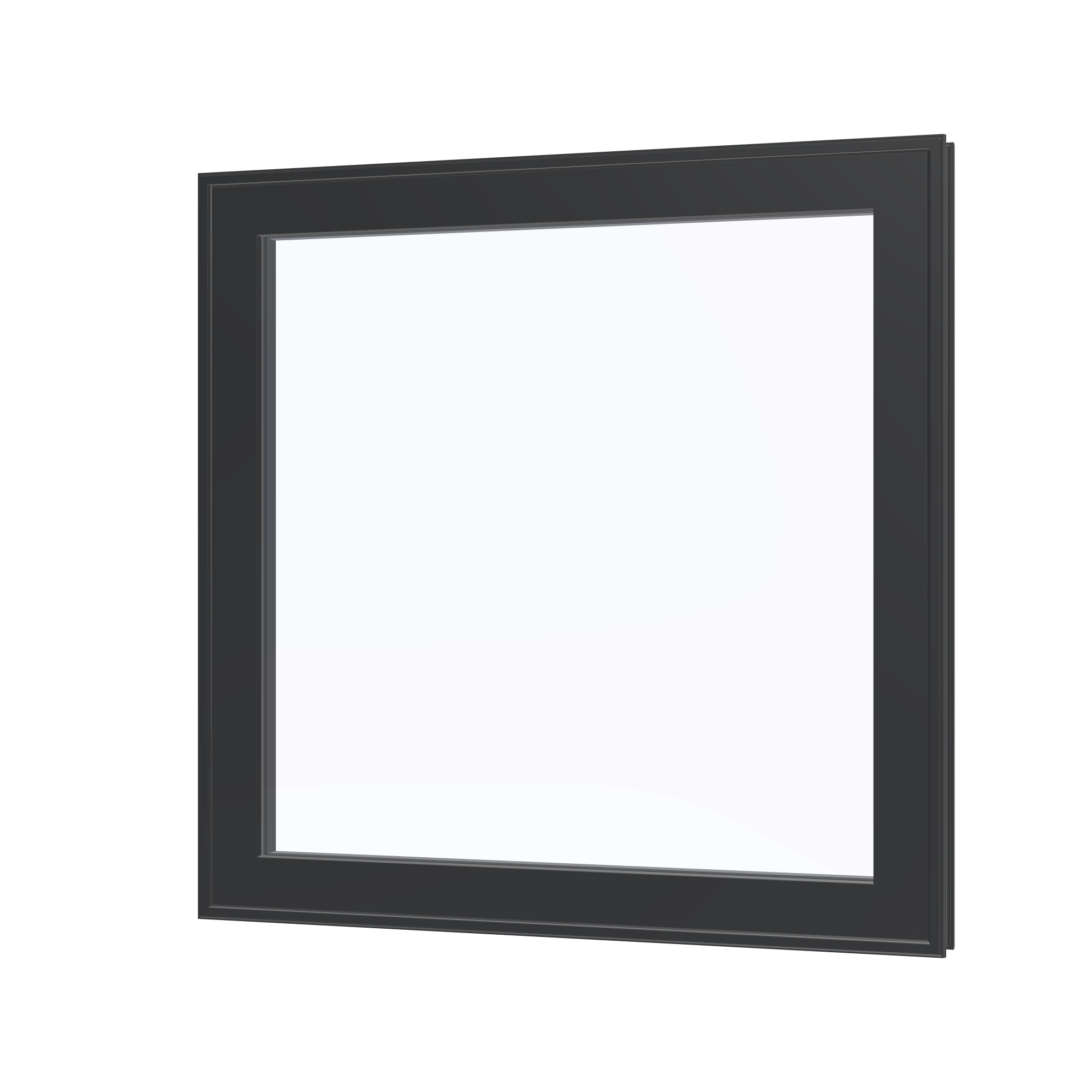 Angled exterior view of the 36 × 36 inch awning, black exterior / black interior, without nailing flange