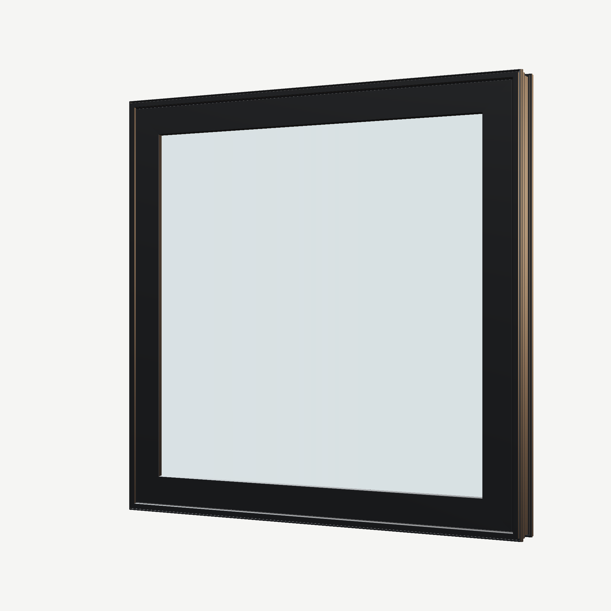 Angled exterior view of the 36 × 36 inch awning, black exterior / black interior, without nailing flange