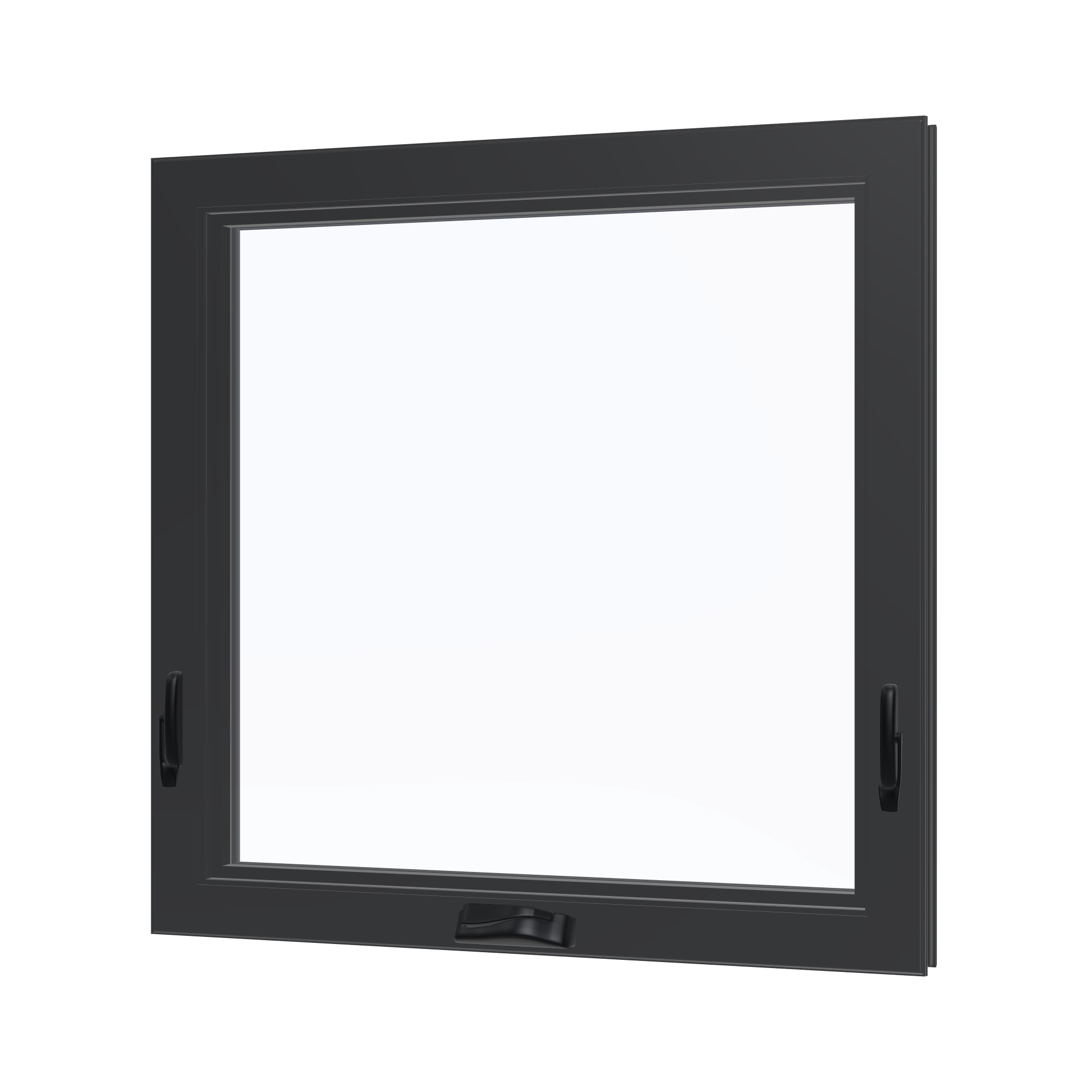 Angled interior view of the 36 × 36 inch awning, black exterior / black interior, without nailing flange