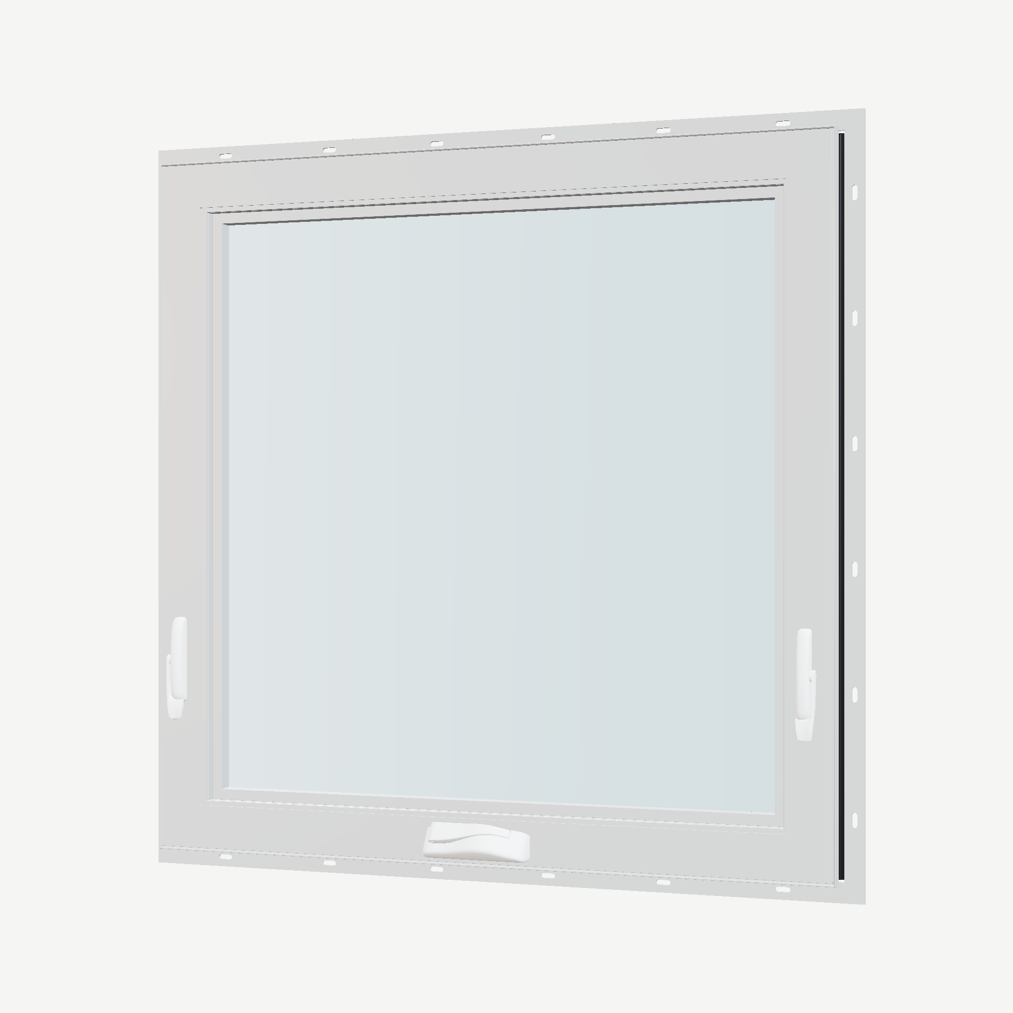 Angled interior view of the 36 × 36 inch awning, black exterior / white interior, with nailing flange
