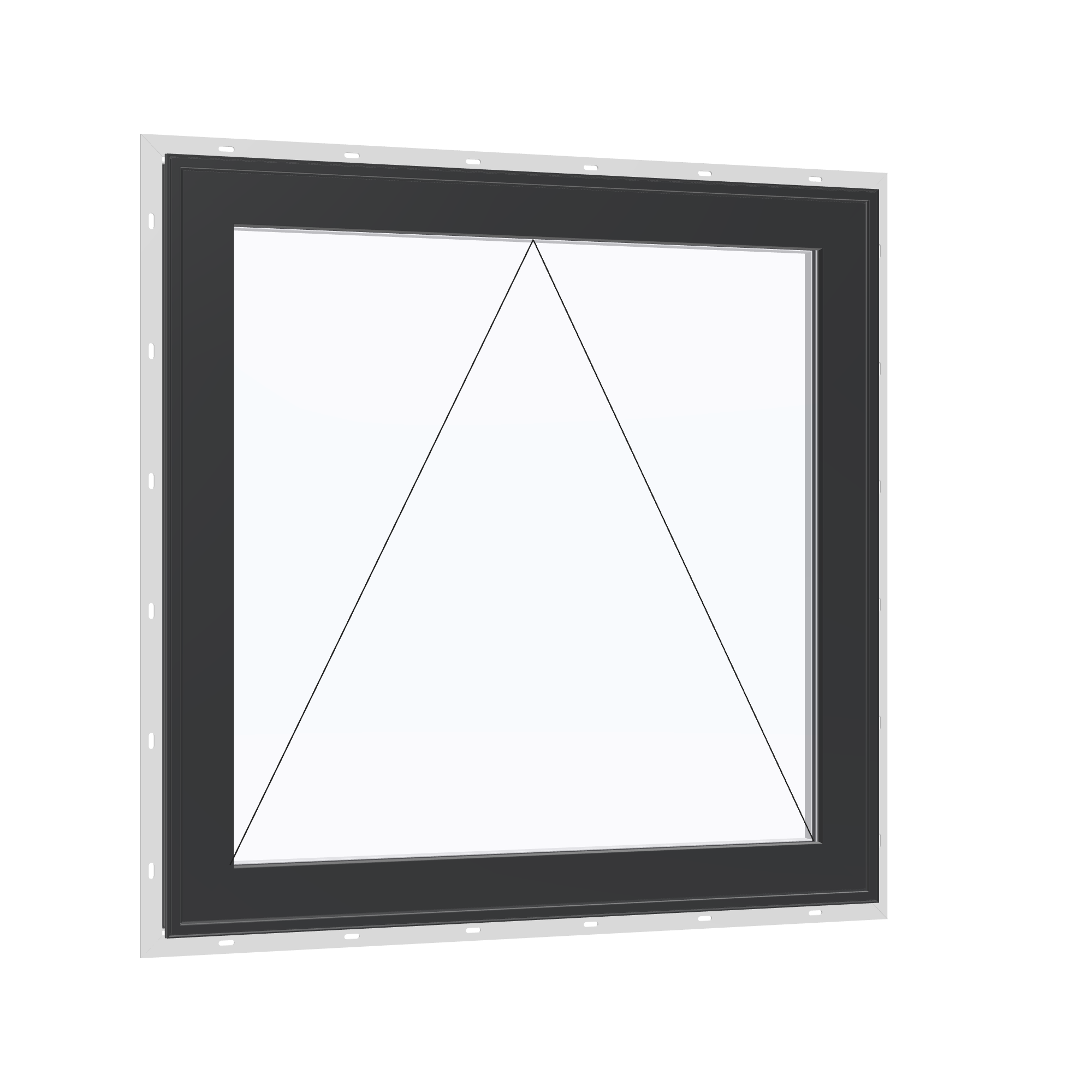 Opposite exterior angle of the 36 × 36 inch awning, black exterior / white interior, with nailing flange