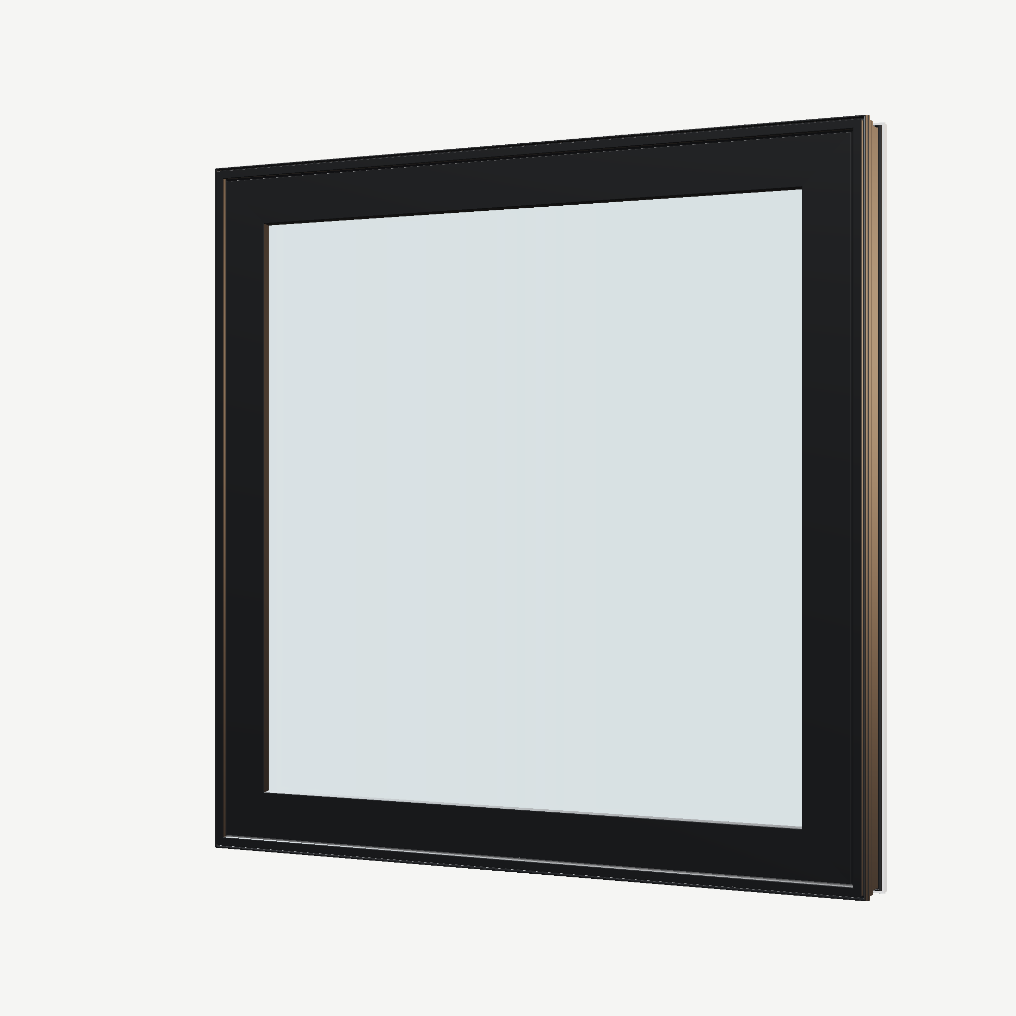 Angled exterior view of the 36 × 36 inch awning, black exterior / white interior, without nailing flange