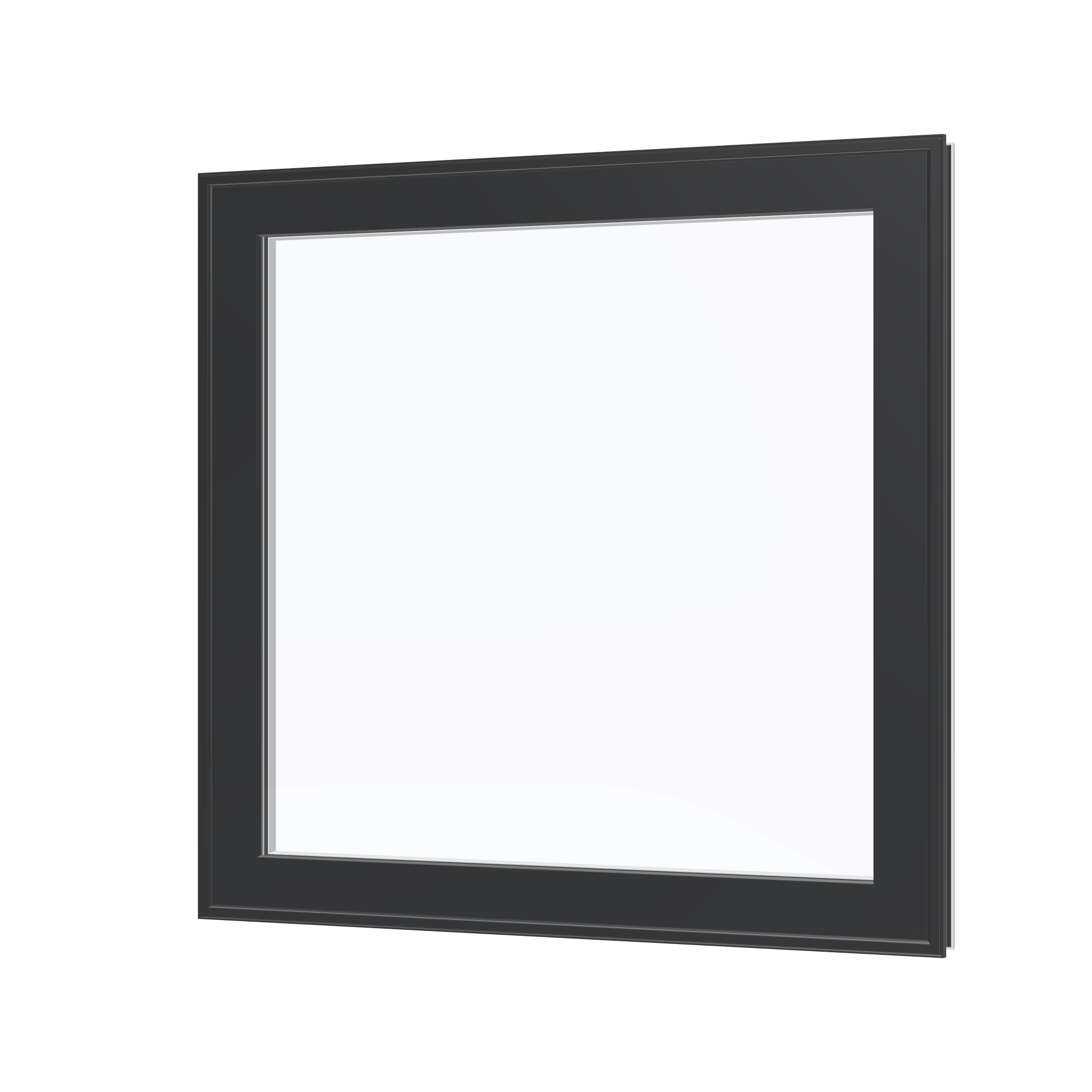 Angled exterior view of the 36 × 36 inch awning, black exterior / white interior, without nailing flange
