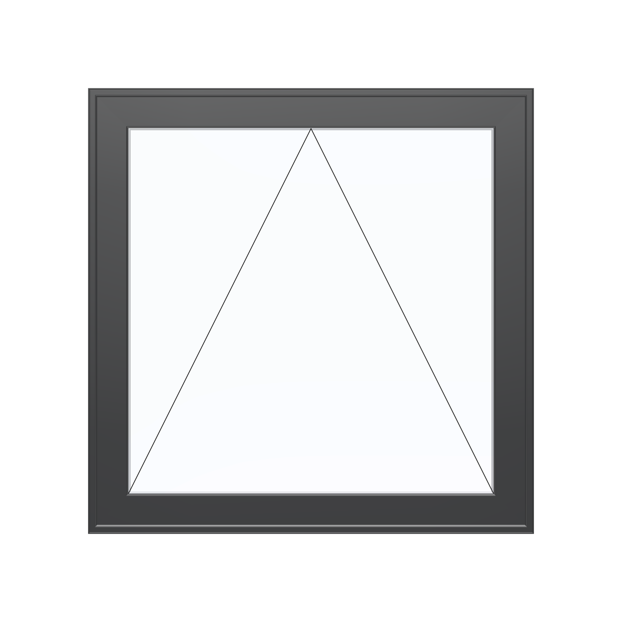Straight exterior view of the 36 × 36 inch awning, black exterior / white interior, without nailing flange