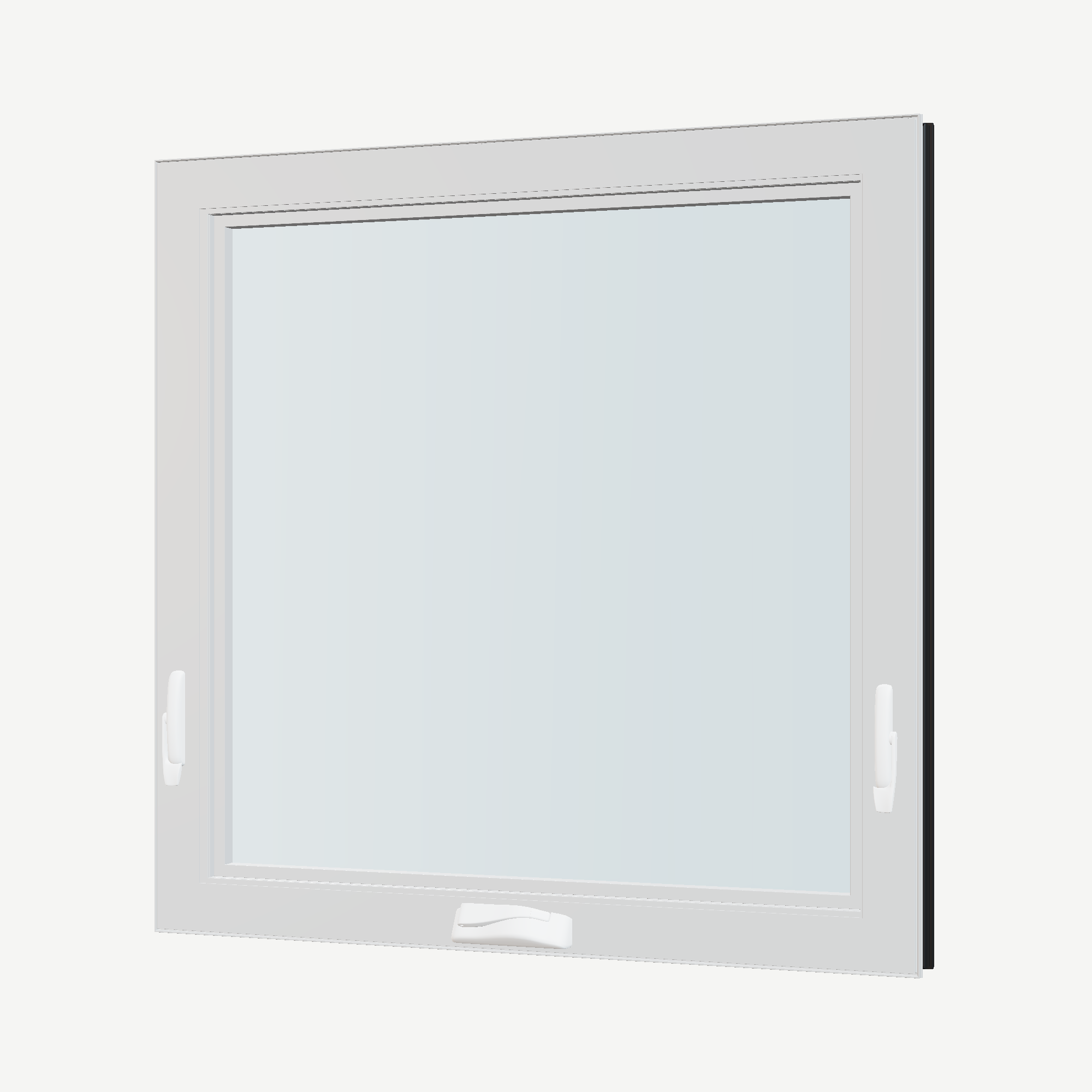 Angled interior view of the 36 × 36 inch awning, black exterior / white interior, without nailing flange