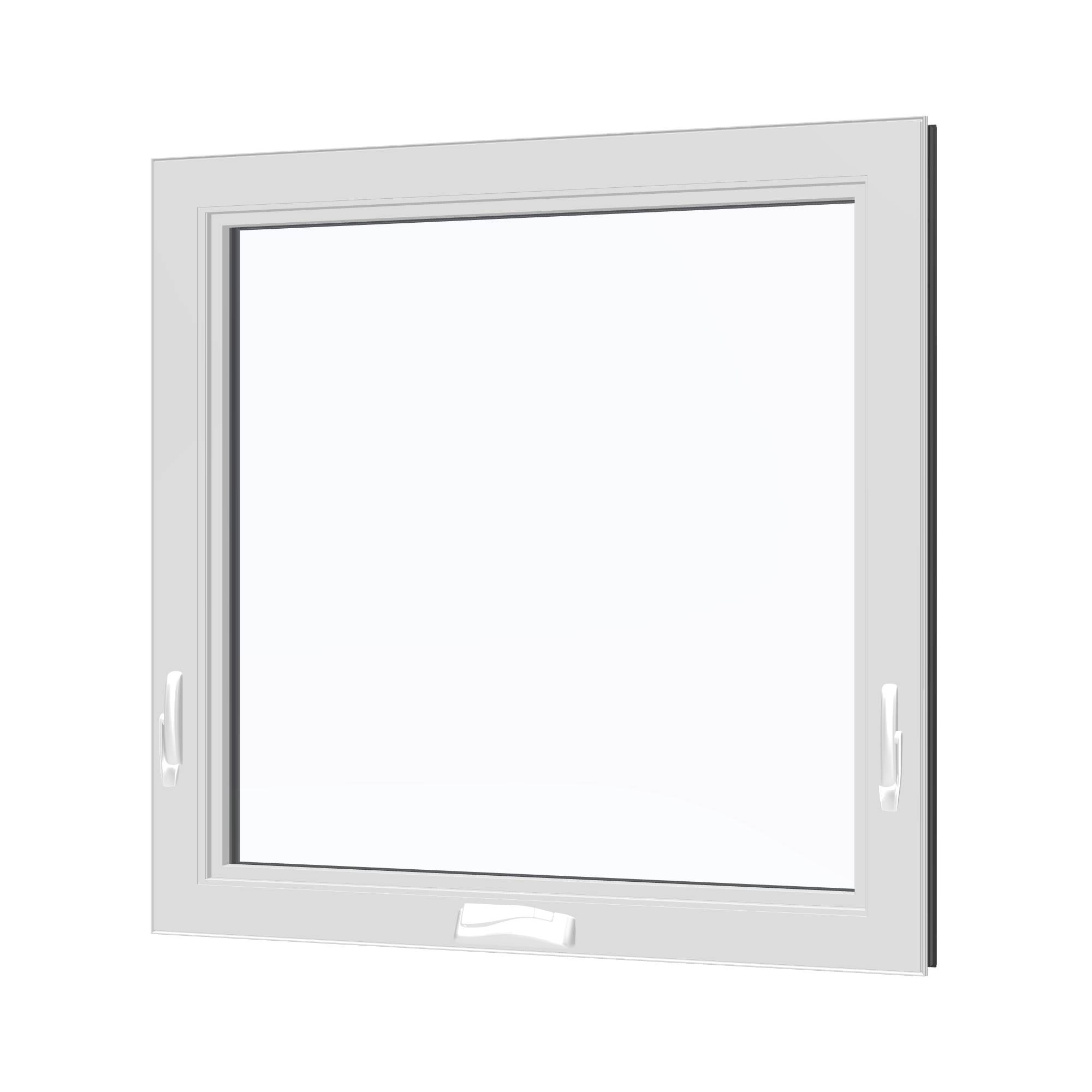 Angled interior view of the 36 × 36 inch awning, black exterior / white interior, without nailing flange