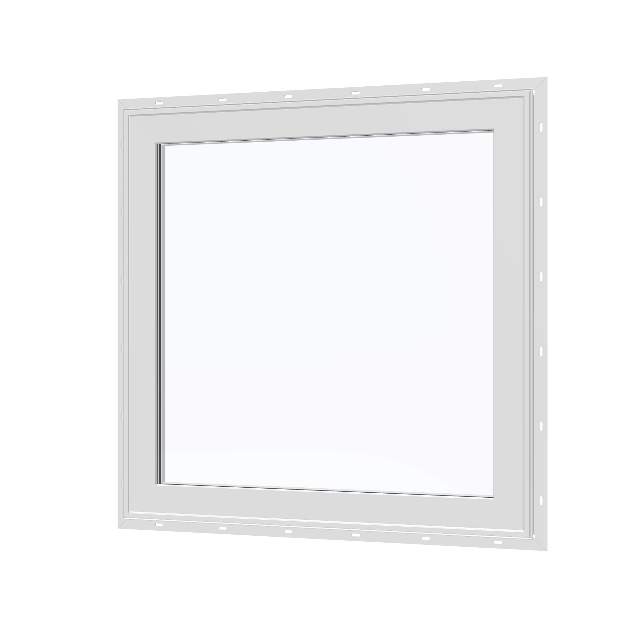 Angled exterior view of the 36 × 36 inch awning, white exterior / white interior, with nailing flange