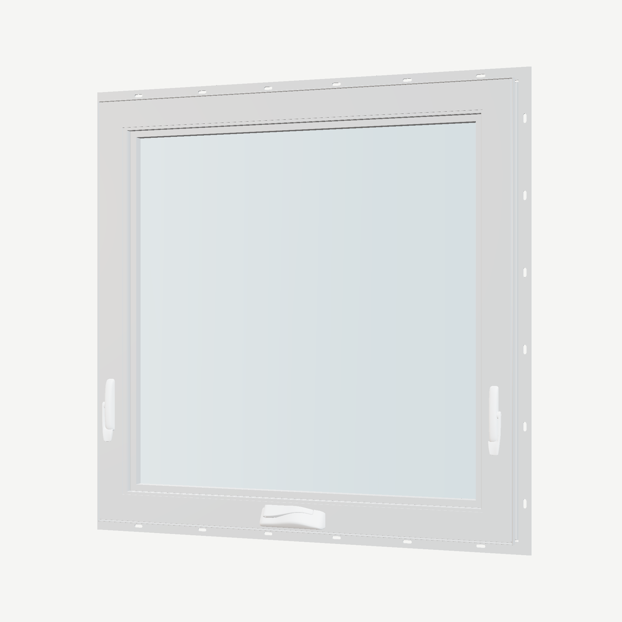 Angled interior view of the 36 × 36 inch awning, white exterior / white interior, with nailing flange